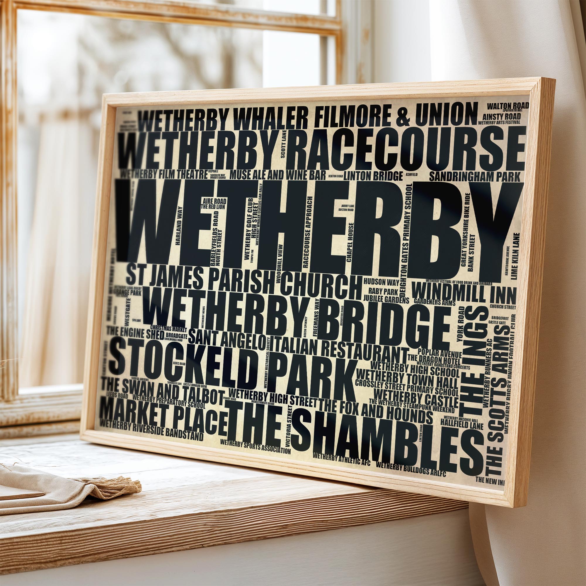 Wetherby - Premium Typographic Word Cloud Prints, Posters & Gifts