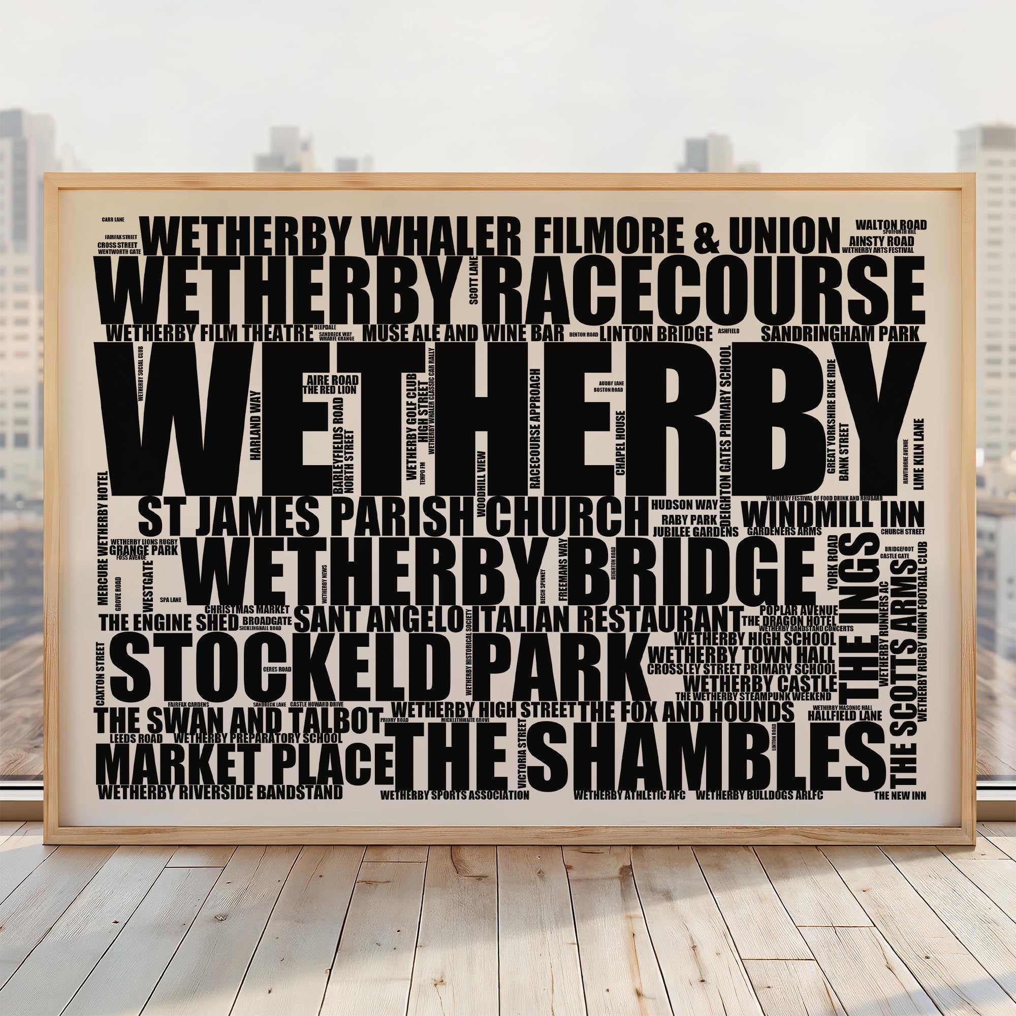 Wetherby - Premium Typographic Word Cloud Prints, Posters & Gifts