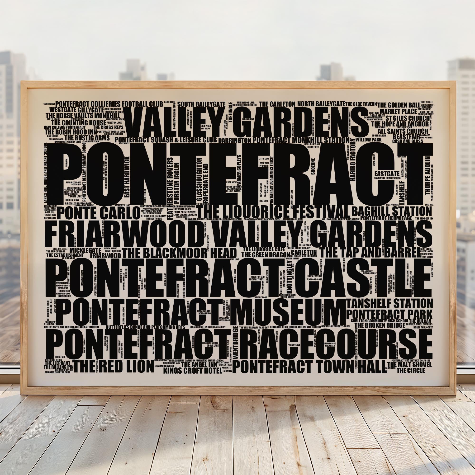 Pontefract - Premium Typographic Word Cloud Prints, Posters & Gifts