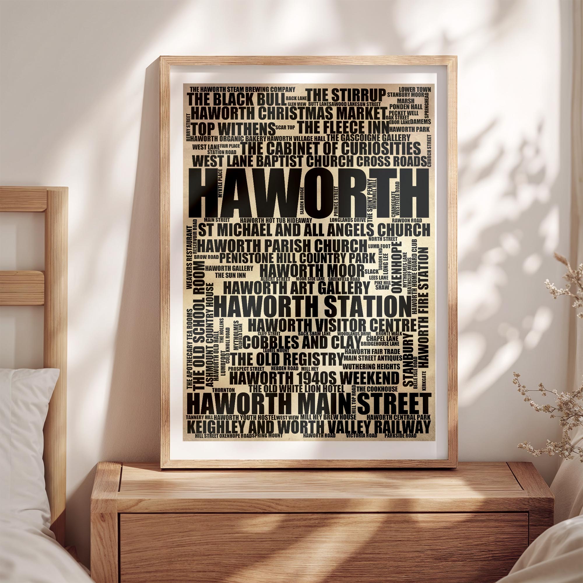 Haworth - Premium Typographic Word Cloud Prints, Posters & Gifts