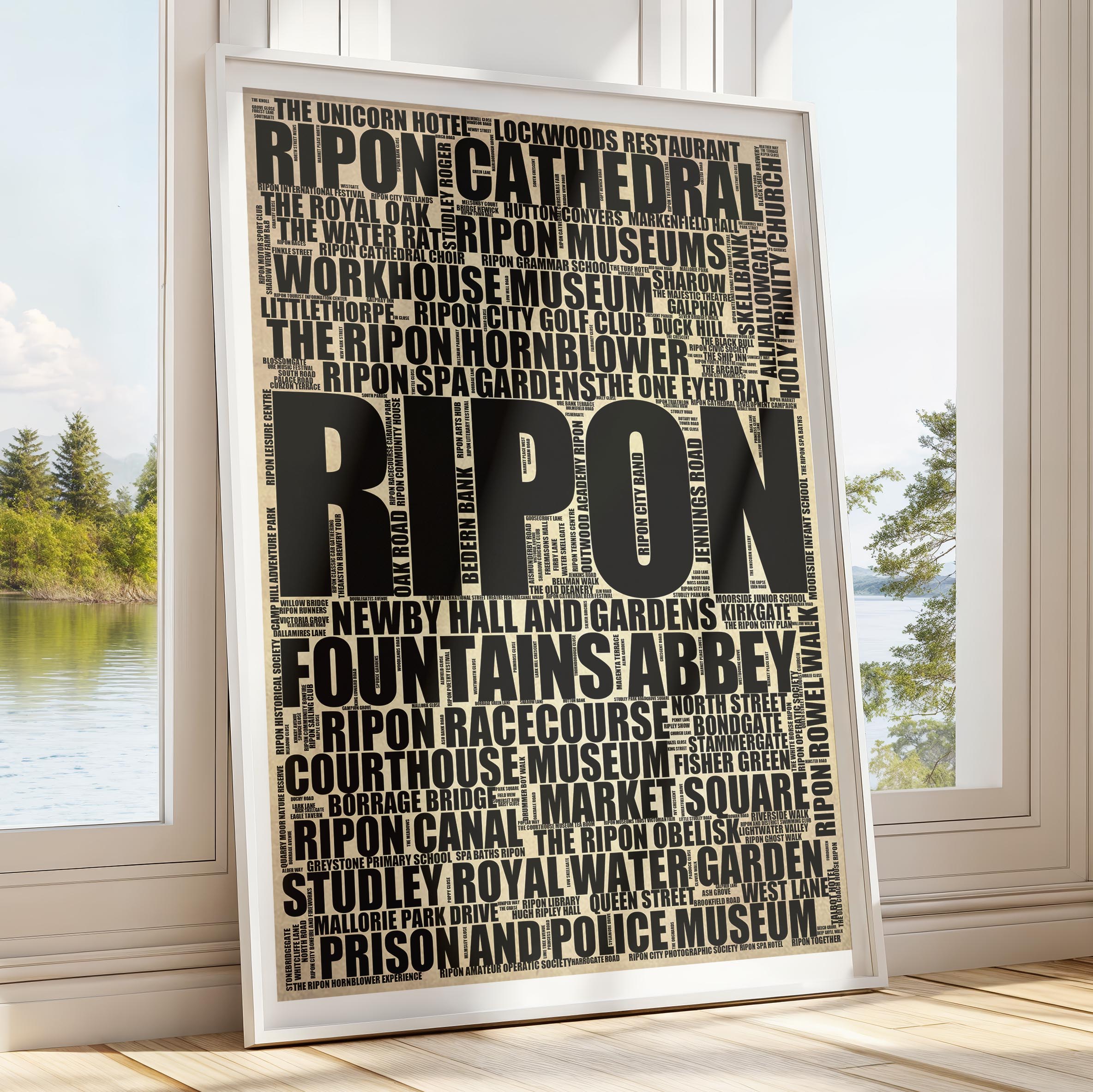 Ripon - Premium Typographic Word Cloud Prints, Posters & Gifts