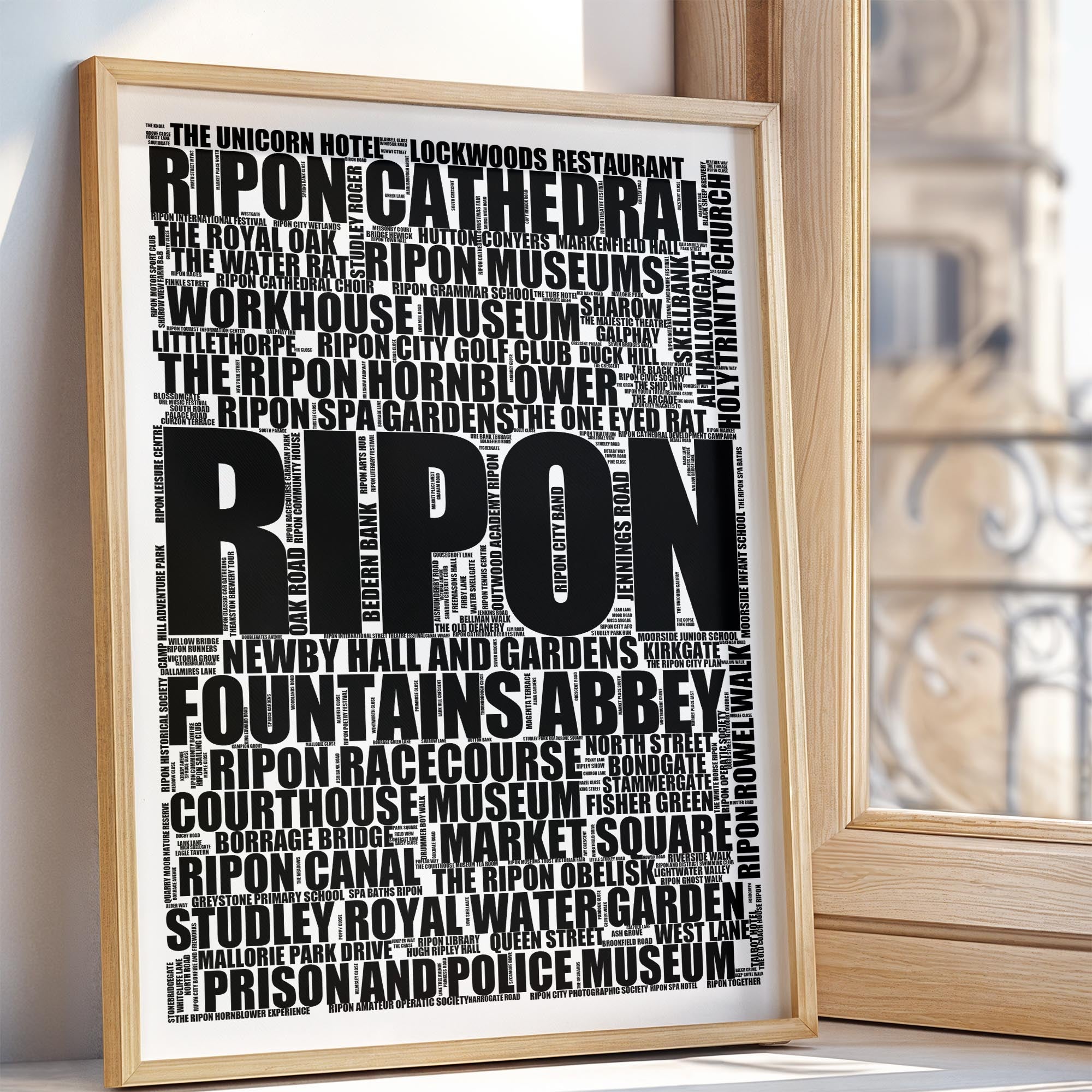 Ripon - Premium Typographic Word Cloud Prints, Posters & Gifts