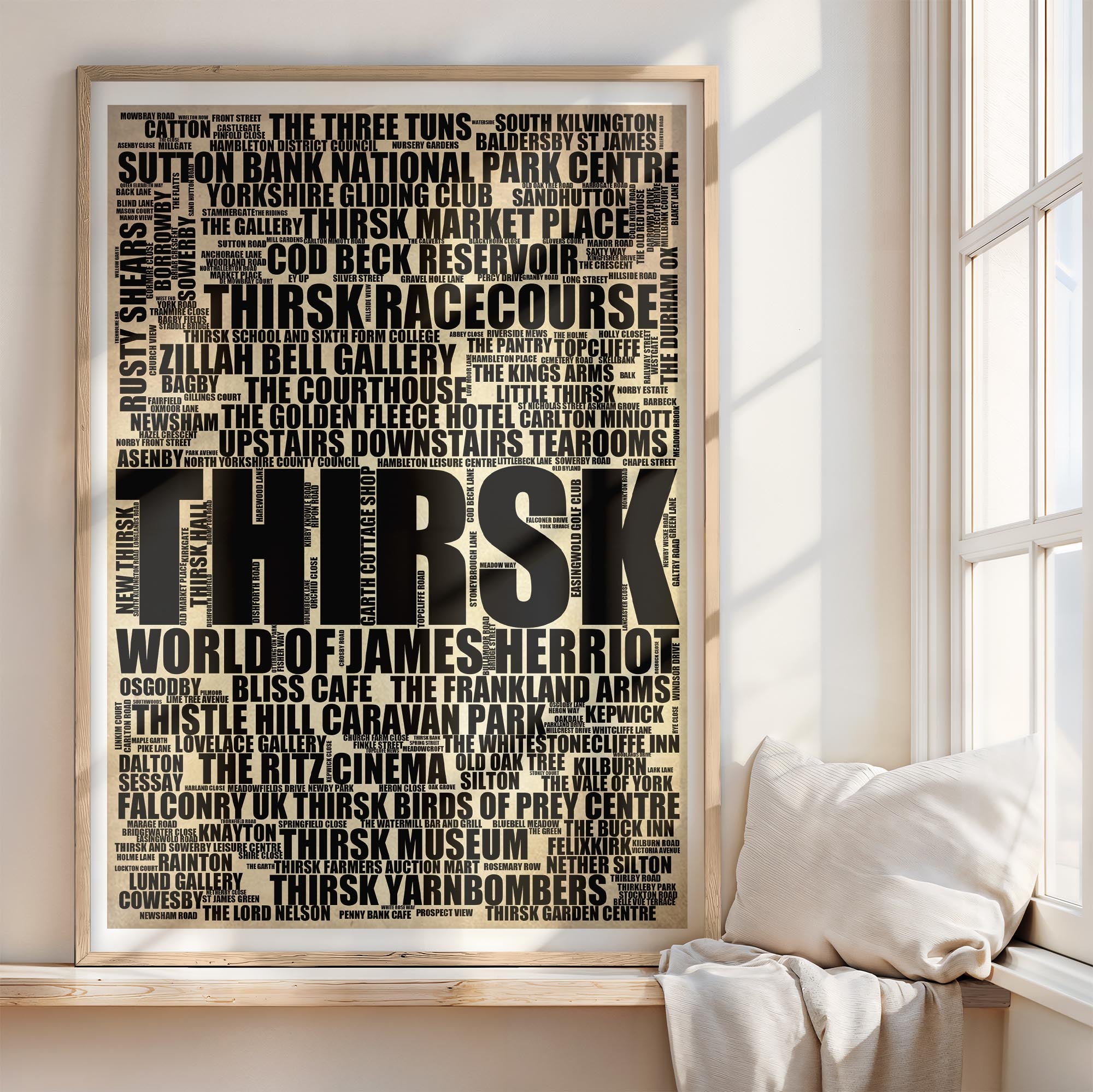 Thirsk - Premium Typographic Word Cloud Prints, Posters & Gifts