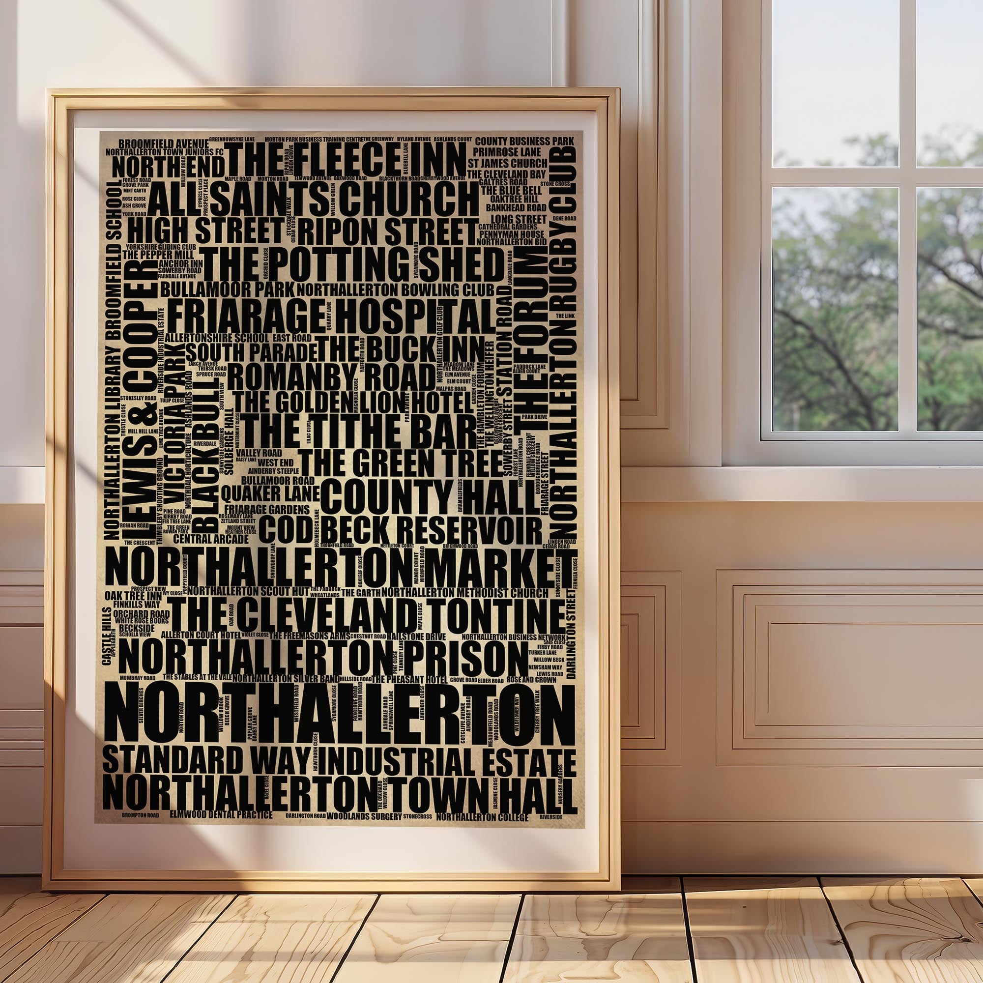 Northallerton - Premium Typographic Word Cloud Prints, Posters & Gifts