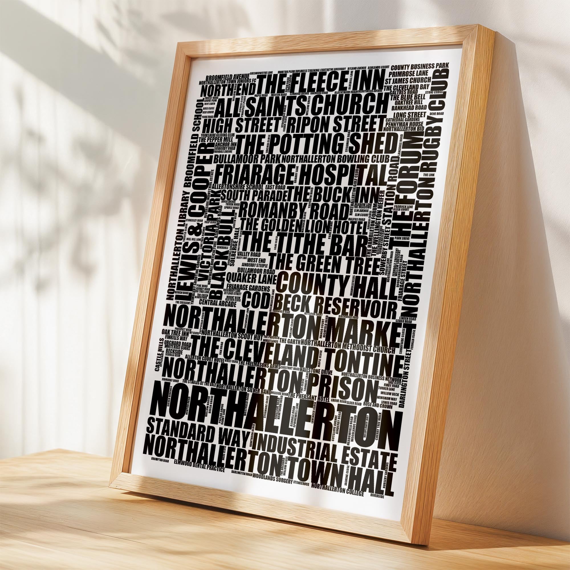 Northallerton - Premium Typographic Word Cloud Prints, Posters & Gifts