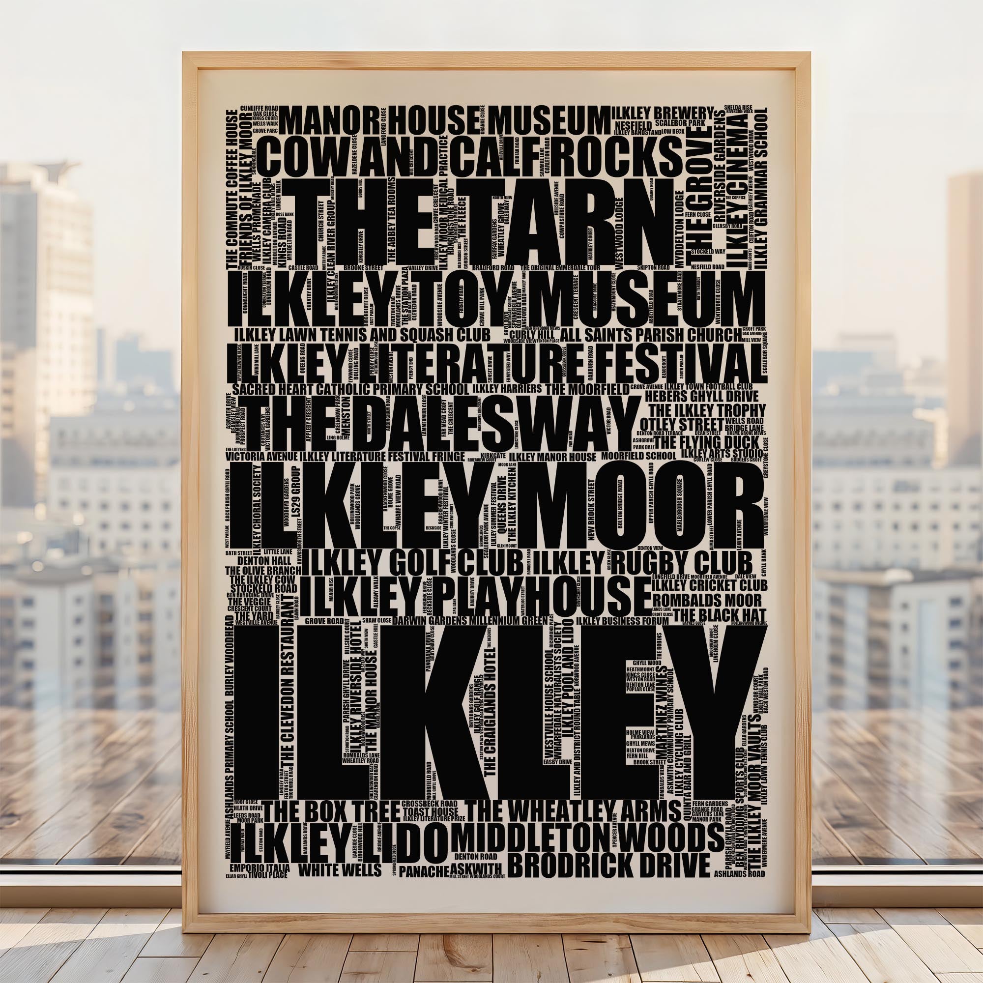 Ilkley - Premium Typographic Word Cloud Prints, Posters & Gifts