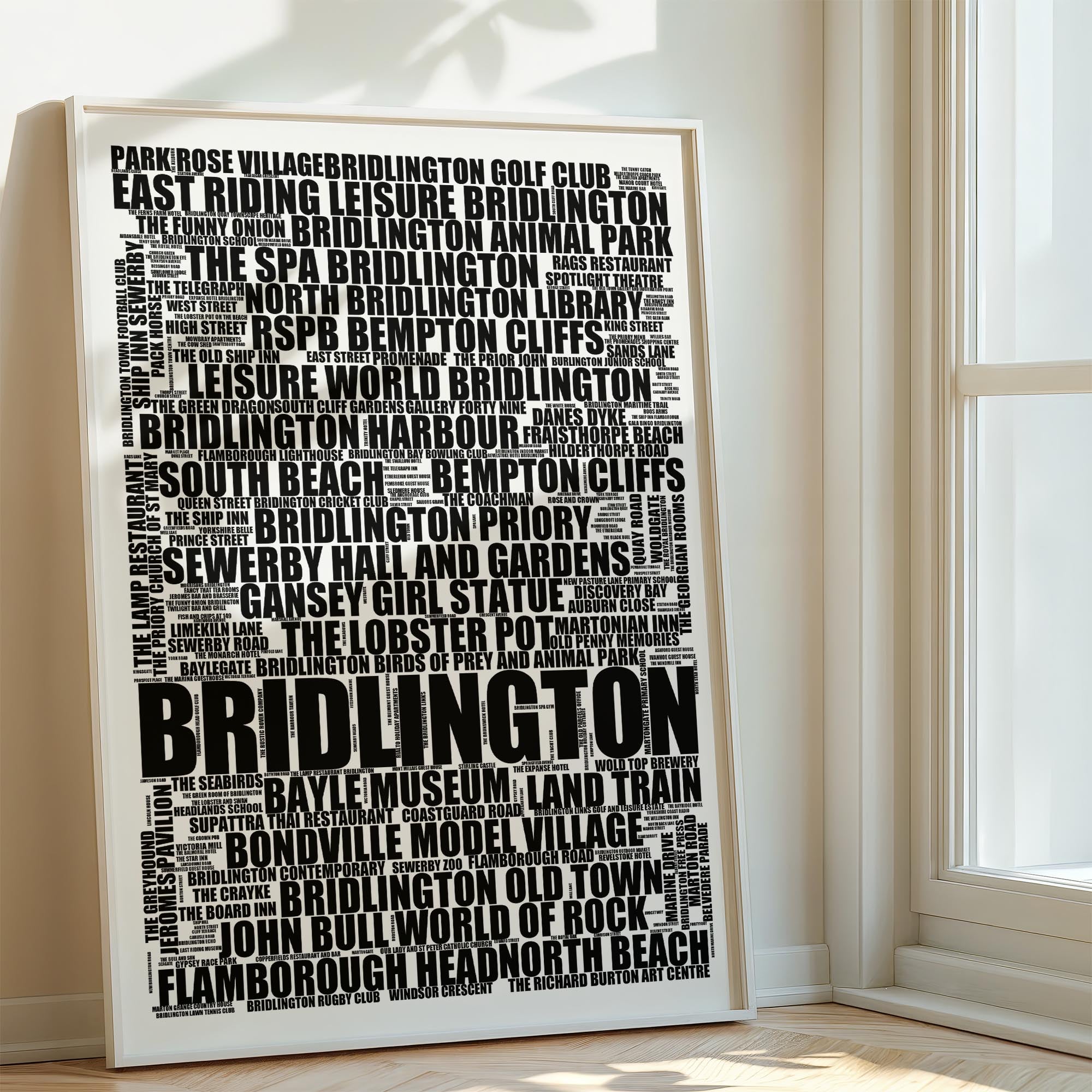 Bridlington - Premium Typographic Word Cloud Prints, Posters & Gifts