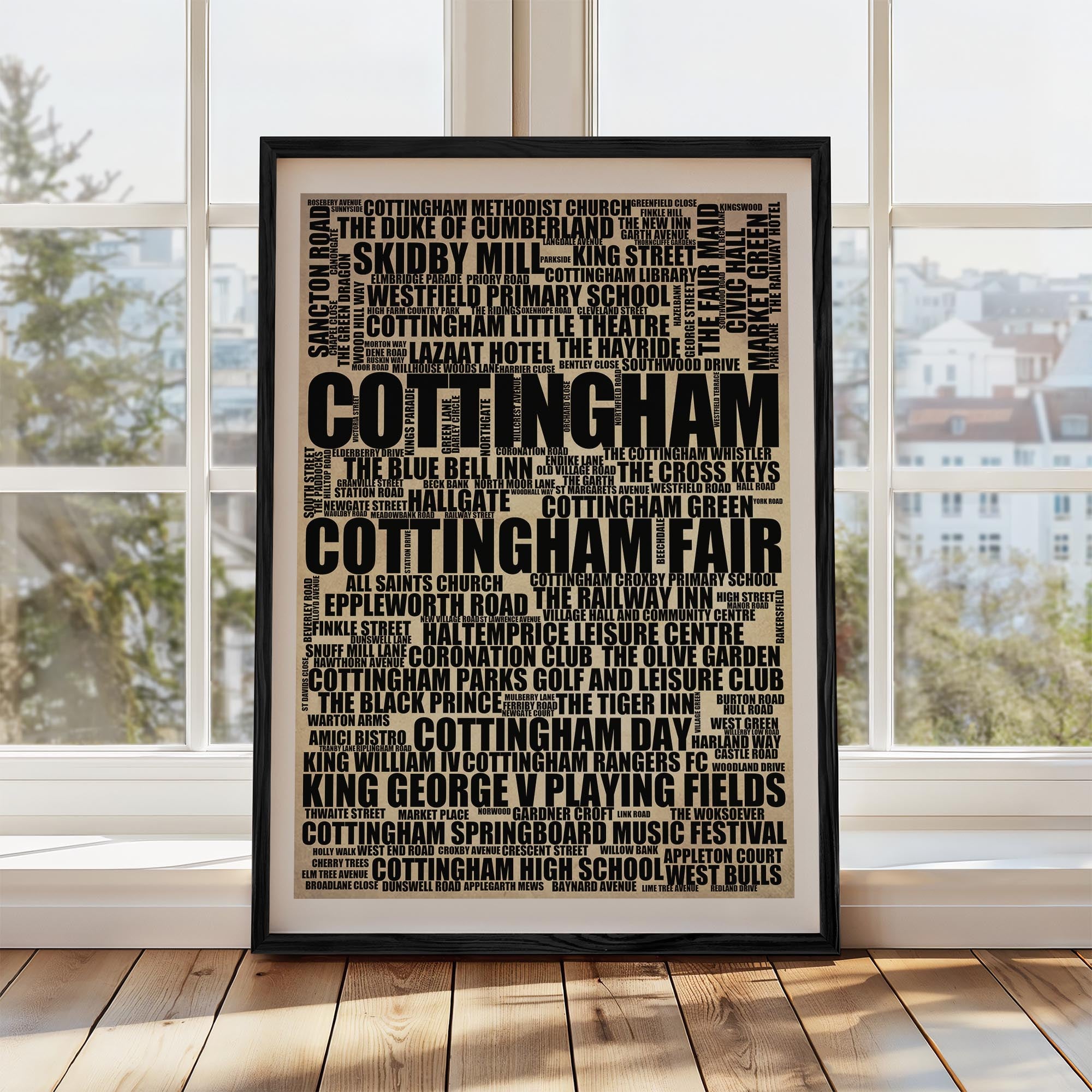 Cottingham - Premium Typographic Word Cloud Prints, Posters & Gifts