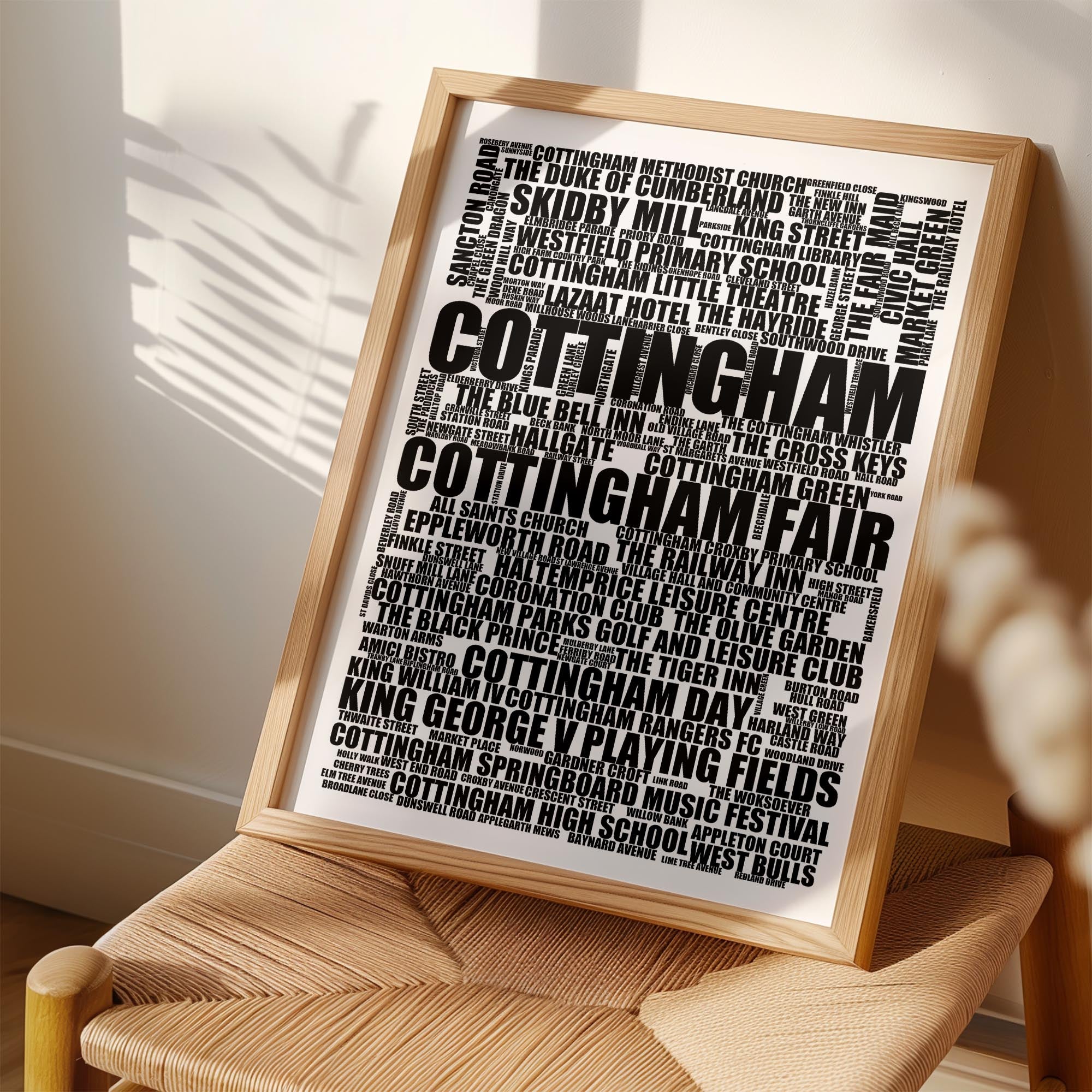 Cottingham - Premium Typographic Word Cloud Prints, Posters & Gifts