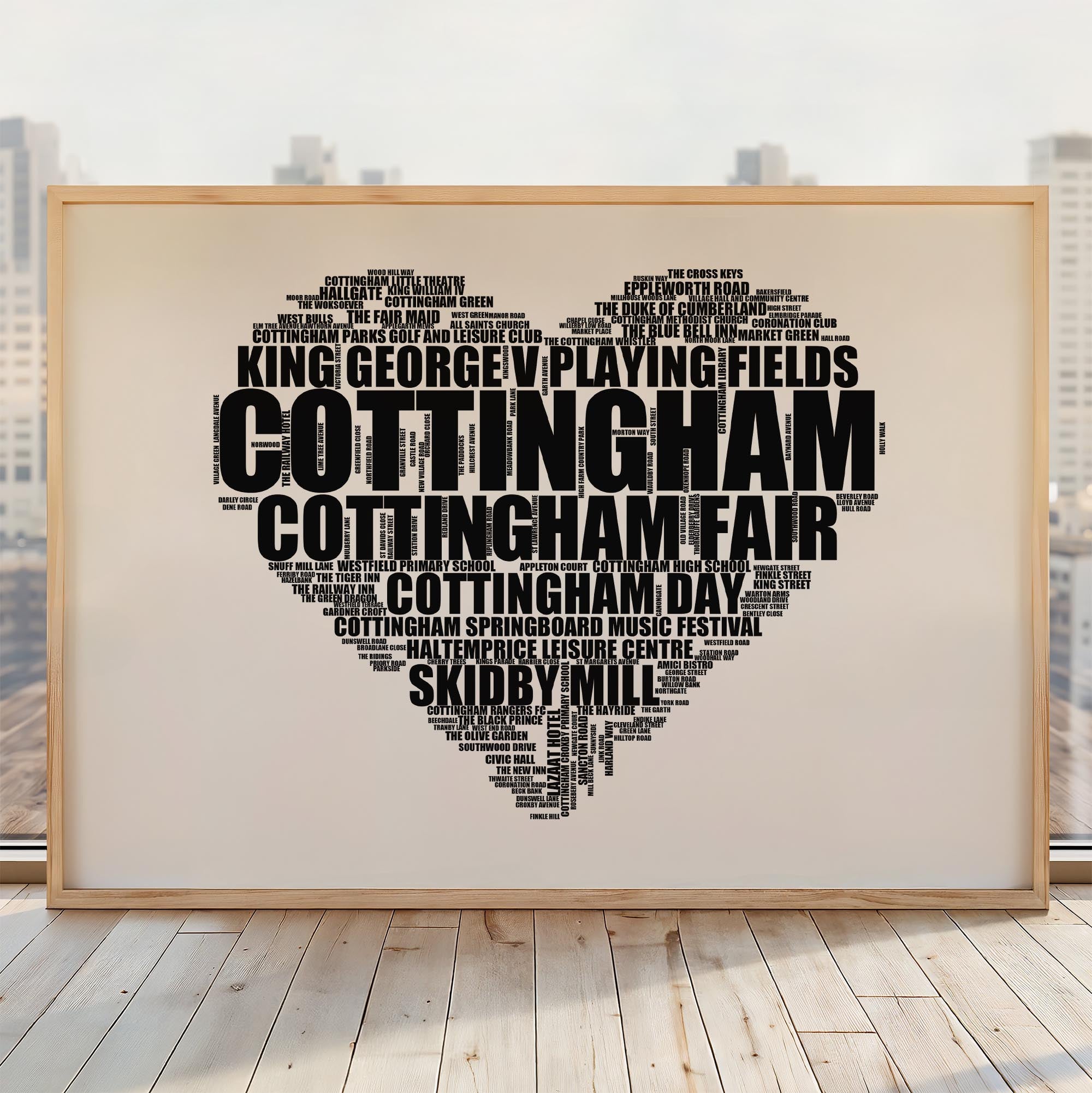 Cottingham - Premium Typographic Word Cloud Prints, Posters & Gifts