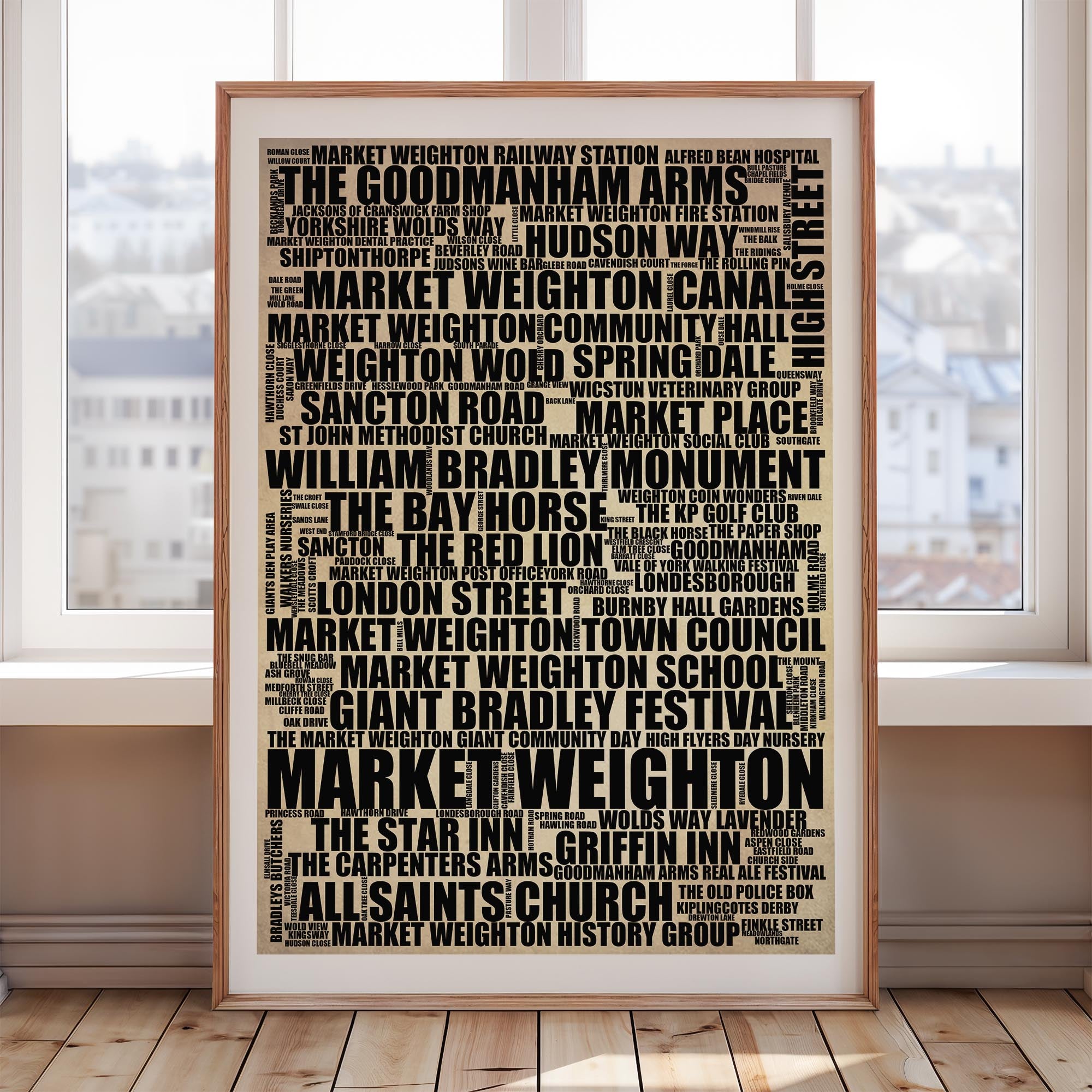 Market Weighton - Premium Typographic Word Cloud Prints, Posters & Gifts