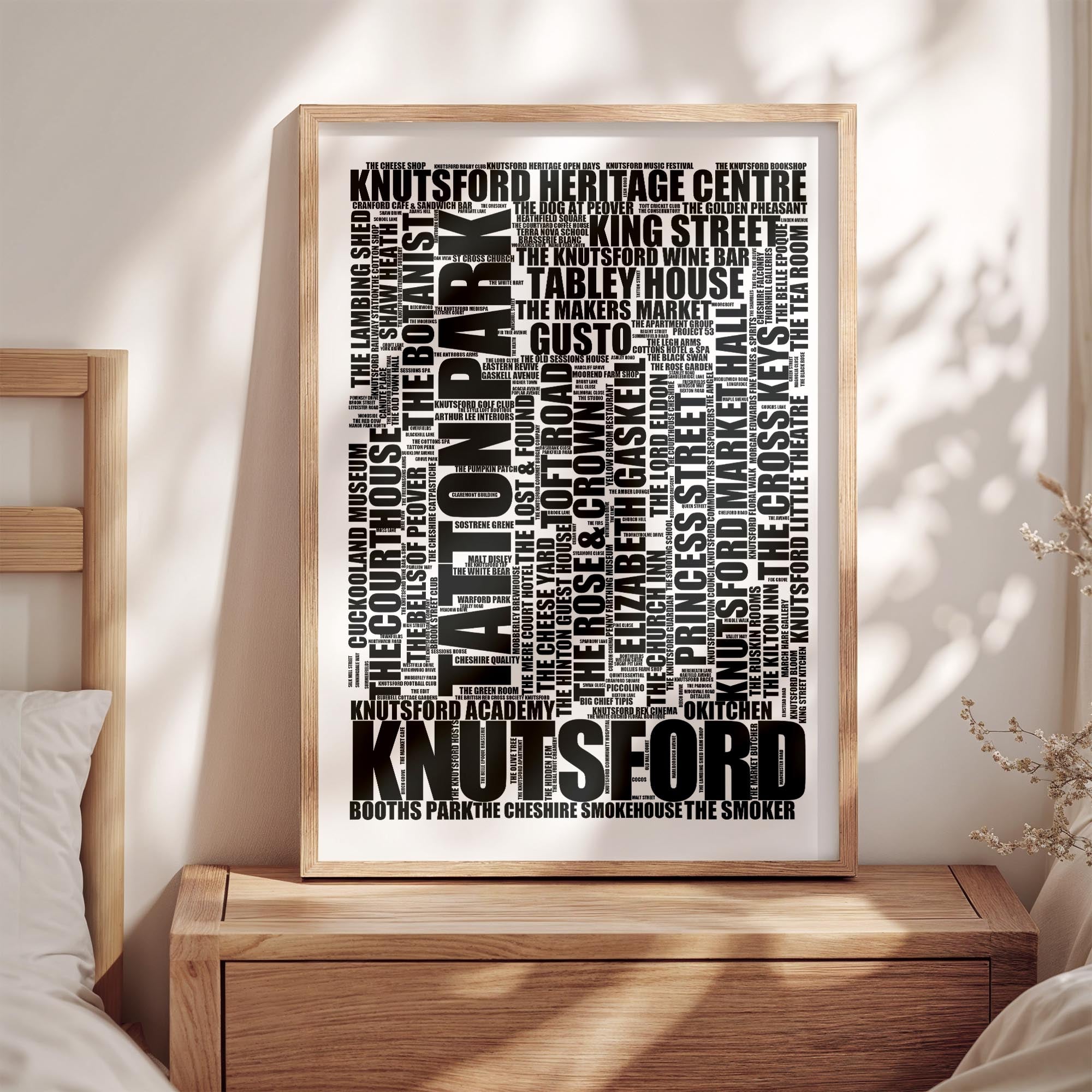 Knutsford - Premium Typographic Word Cloud Prints, Posters & Gifts