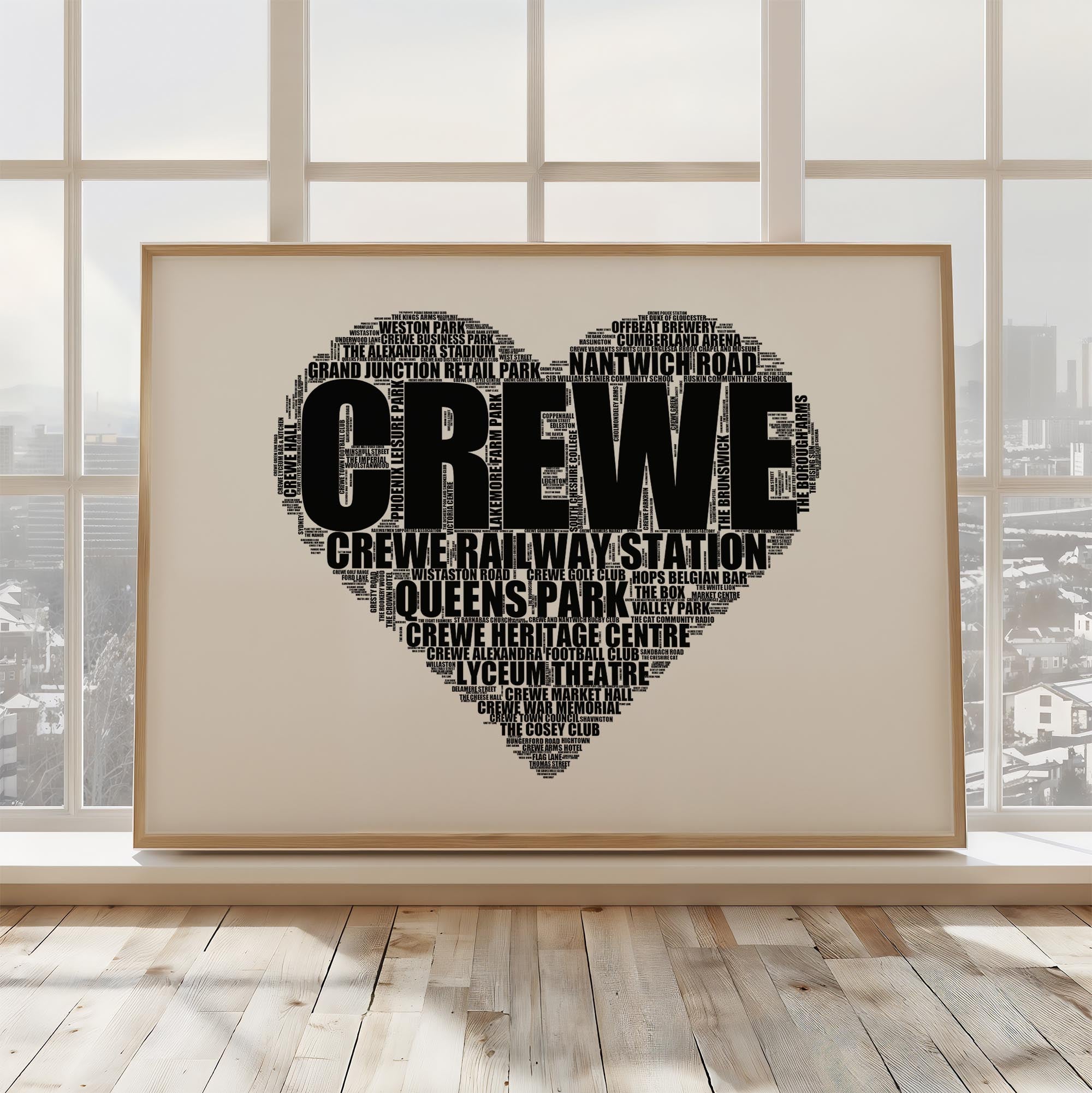 Crewe - Premium Typographic Word Cloud Prints, Posters & Gifts