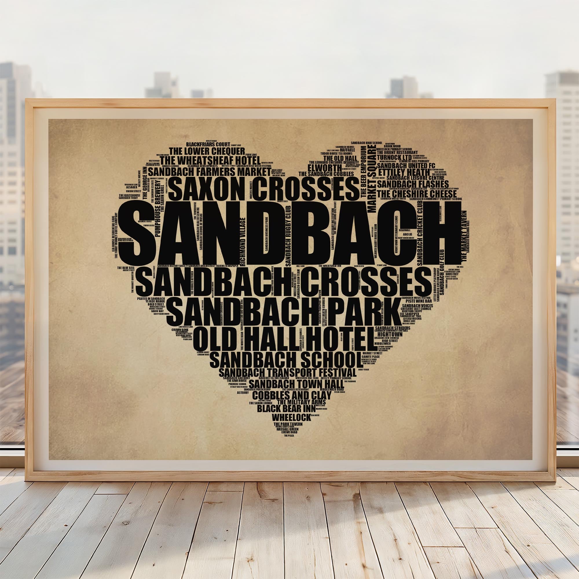 Sandbach - Premium Typographic Word Cloud Prints, Posters & Gifts