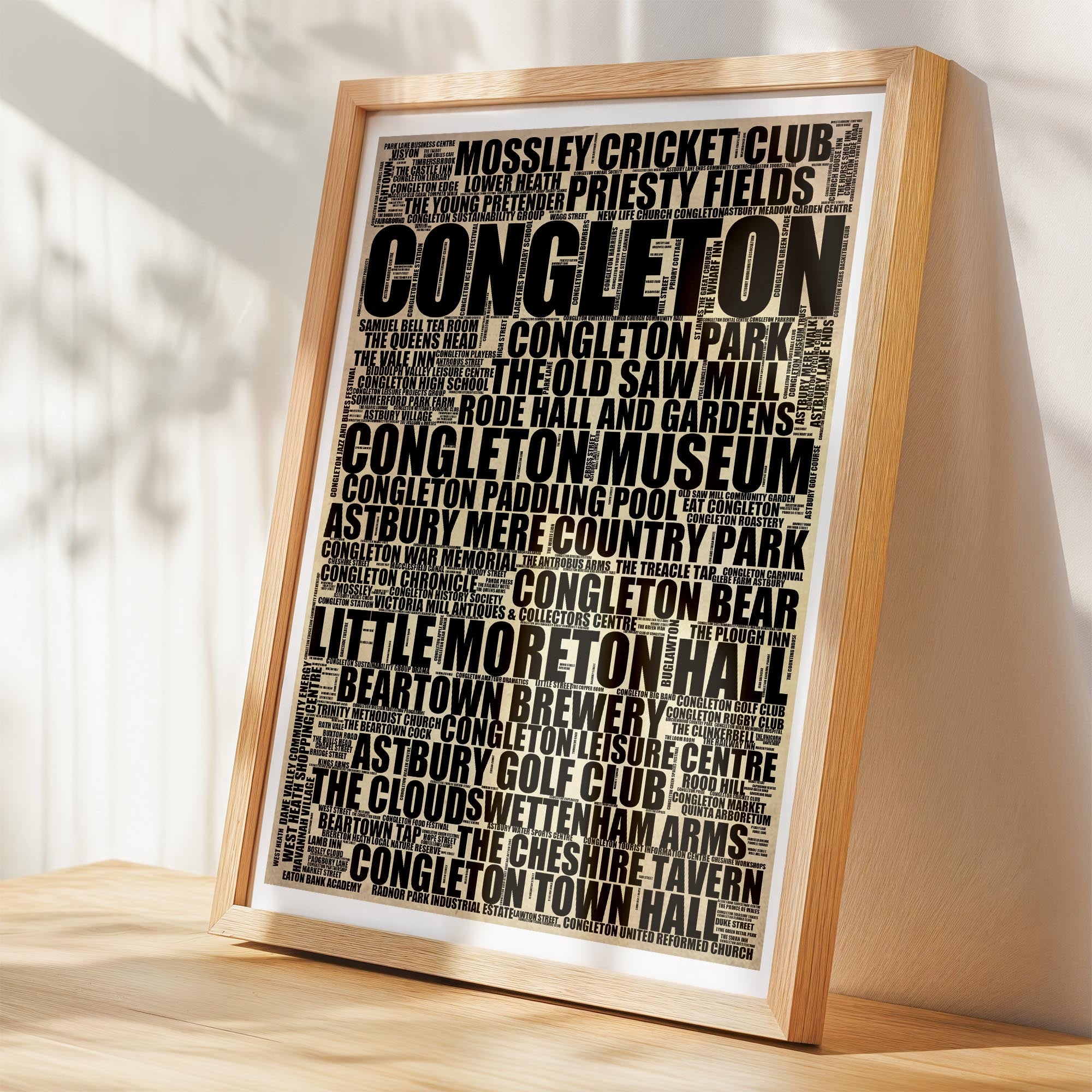 Congleton - Premium Typographic Word Cloud Prints, Posters & Gifts