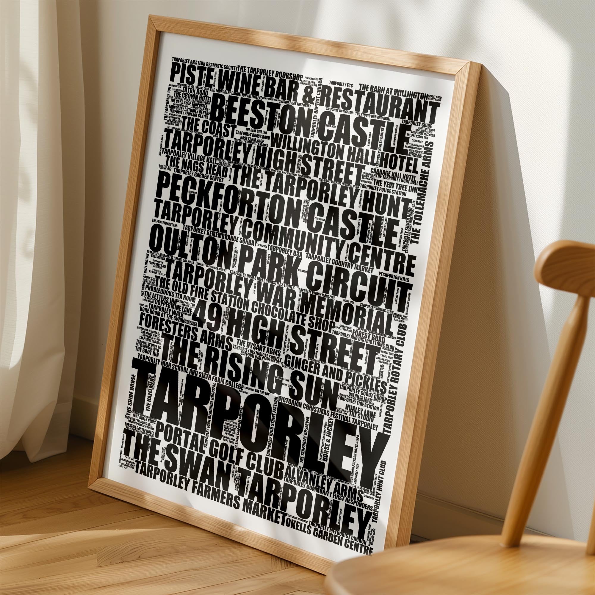 Tarporley - Premium Typographic Word Cloud Prints, Posters & Gifts