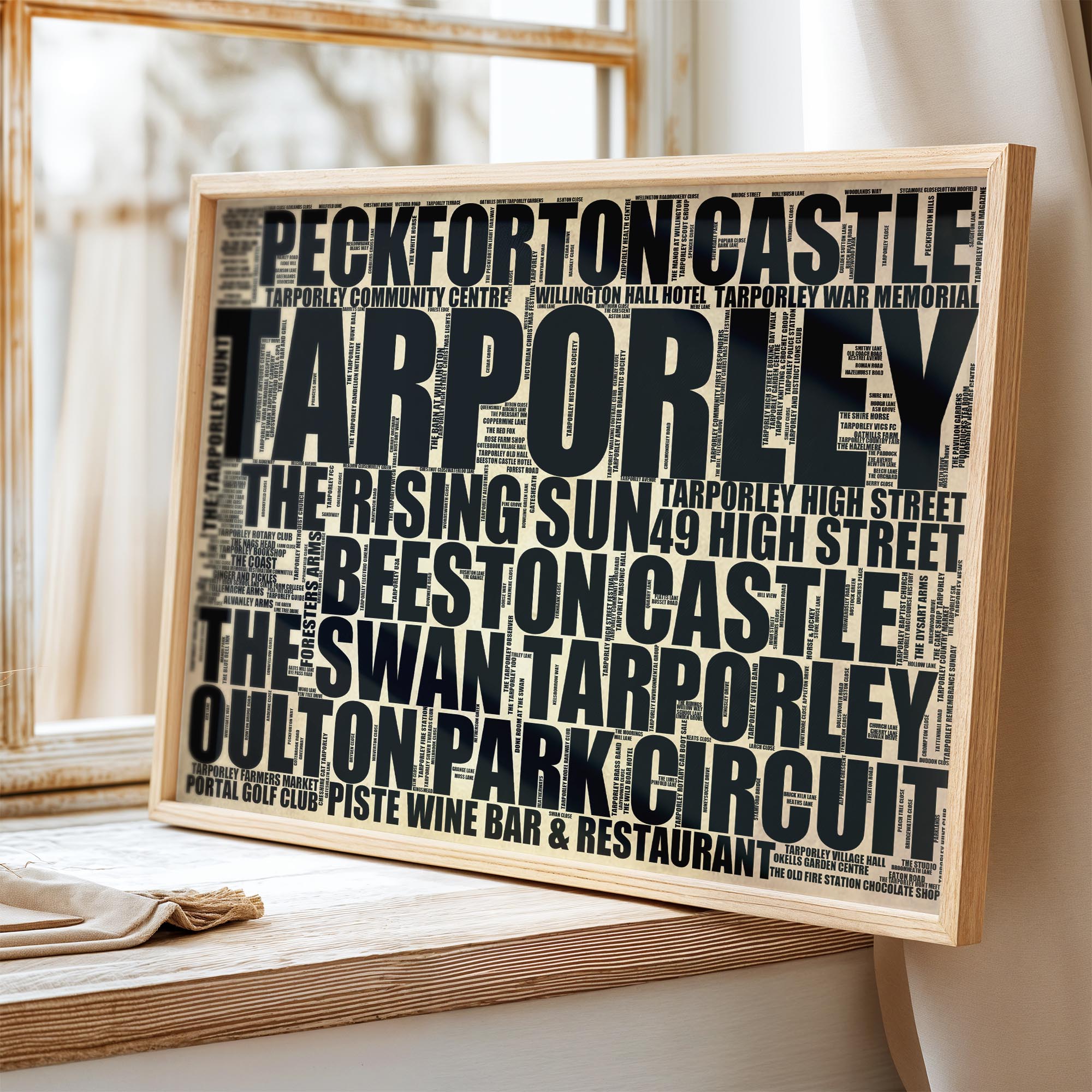 Tarporley - Premium Typographic Word Cloud Prints, Posters & Gifts