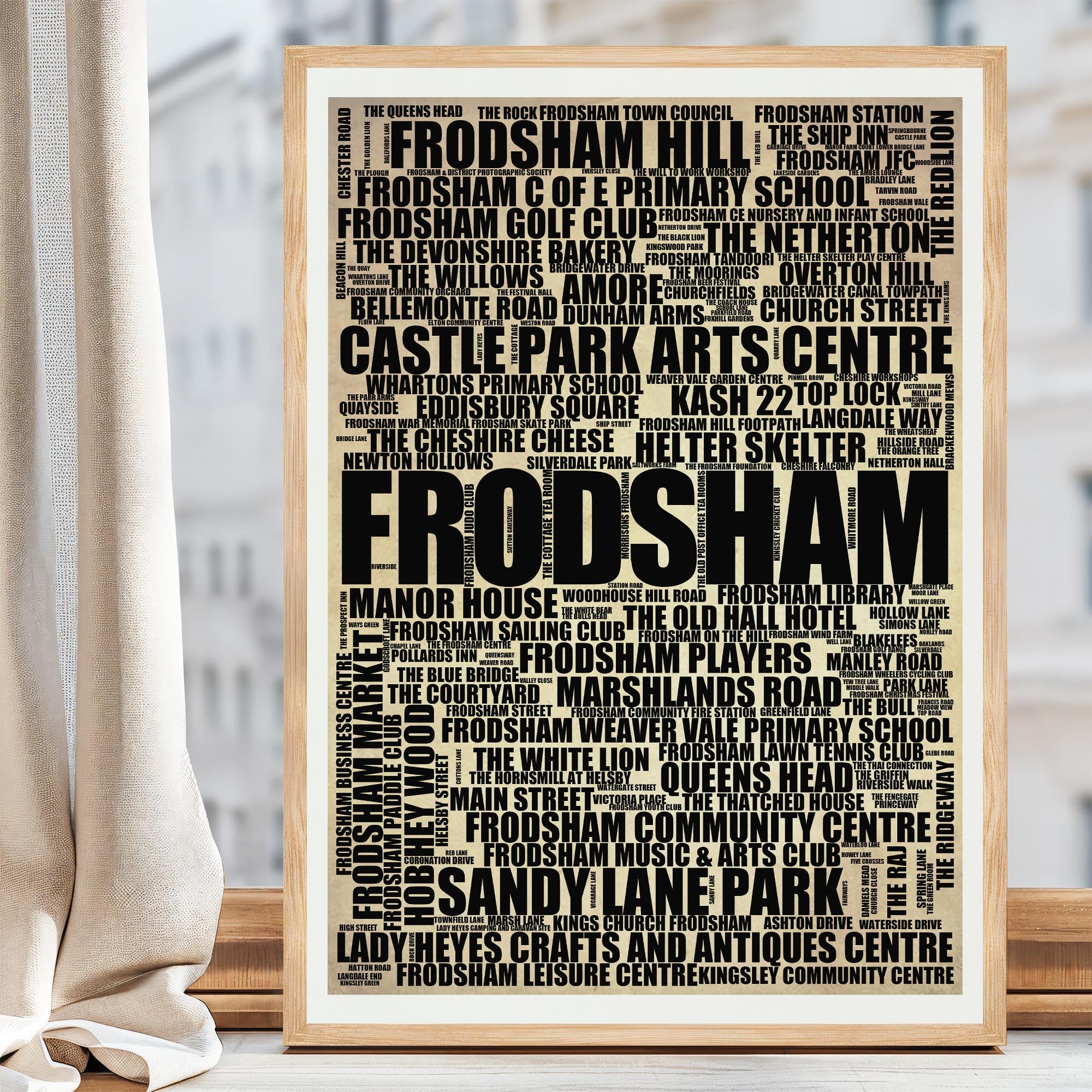 Frodsham - Premium Typographic Word Cloud Prints, Posters & Gifts