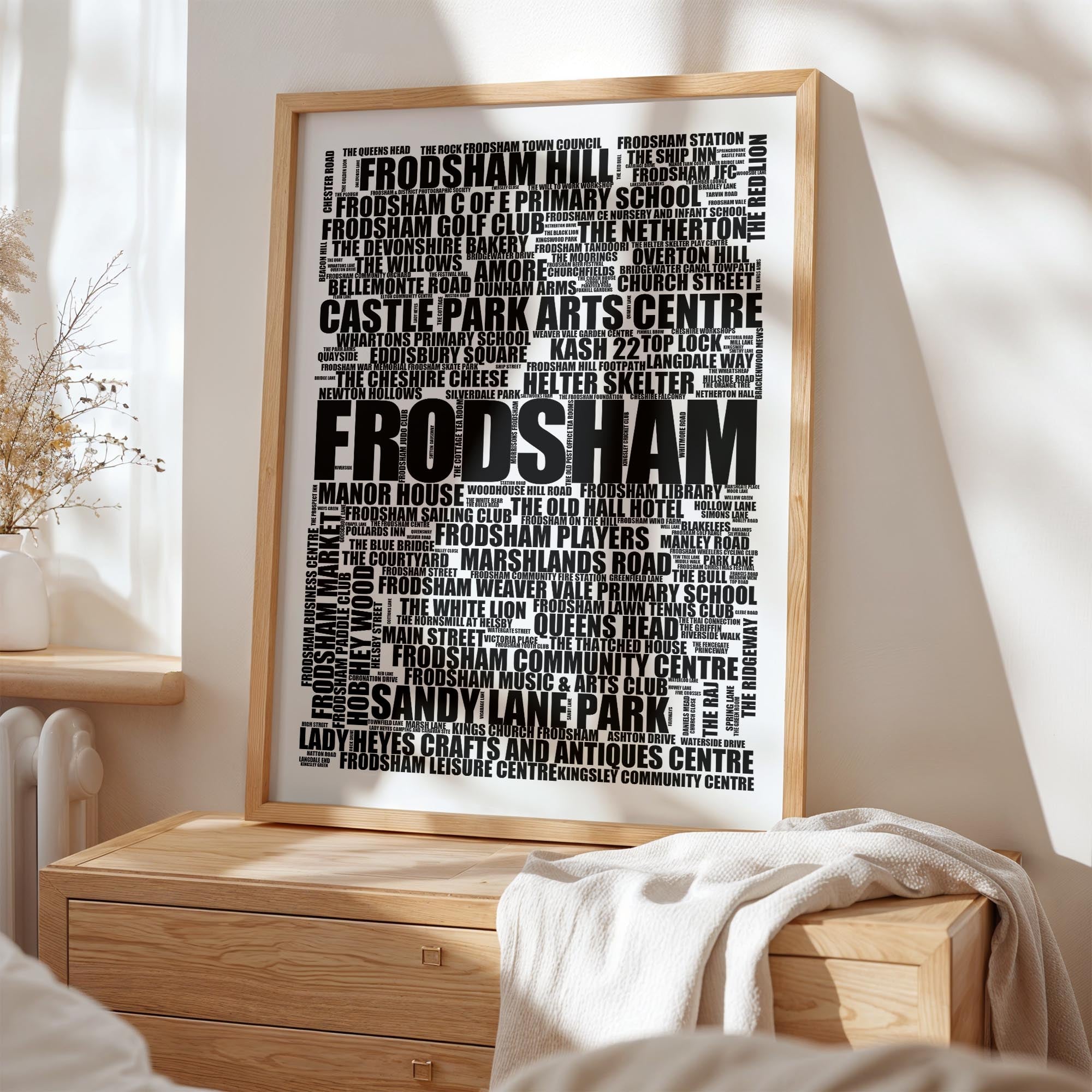 Frodsham - Premium Typographic Word Cloud Prints, Posters & Gifts