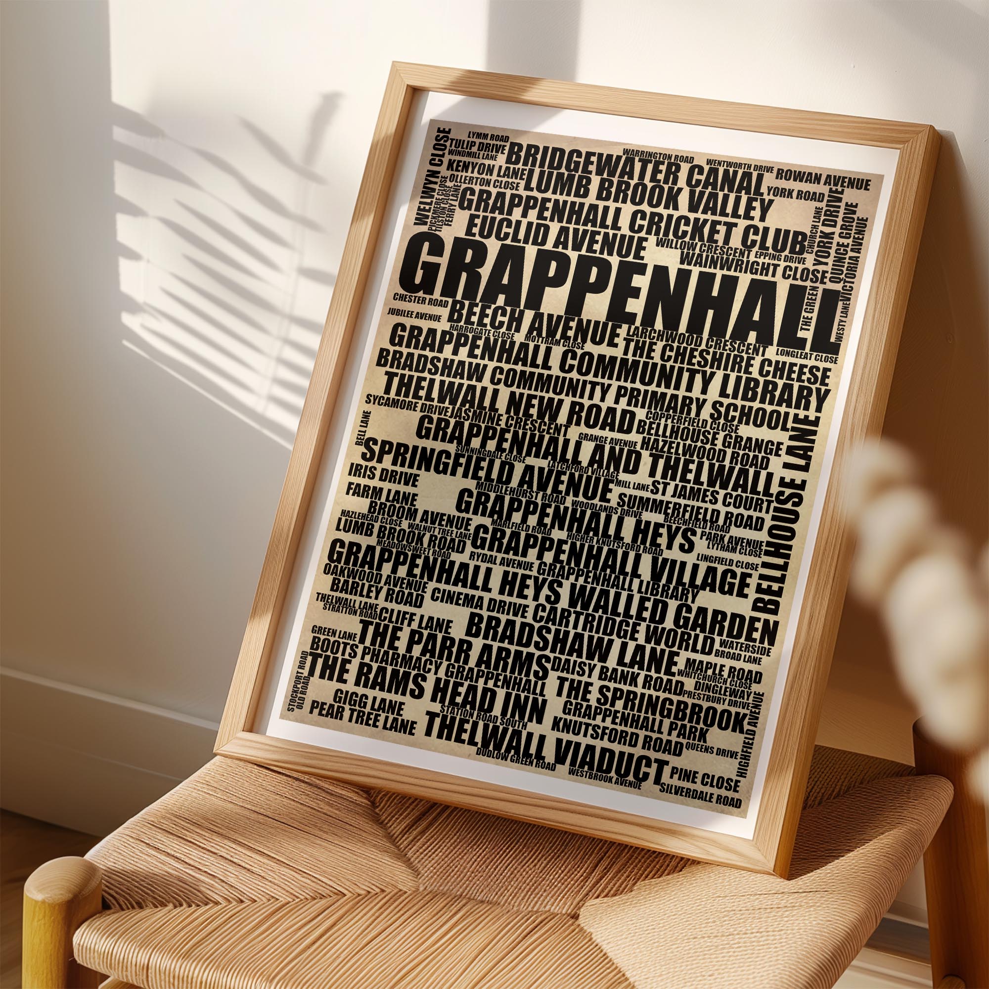 Grappenhall - Premium Typographic Word Cloud Prints, Posters & Gifts