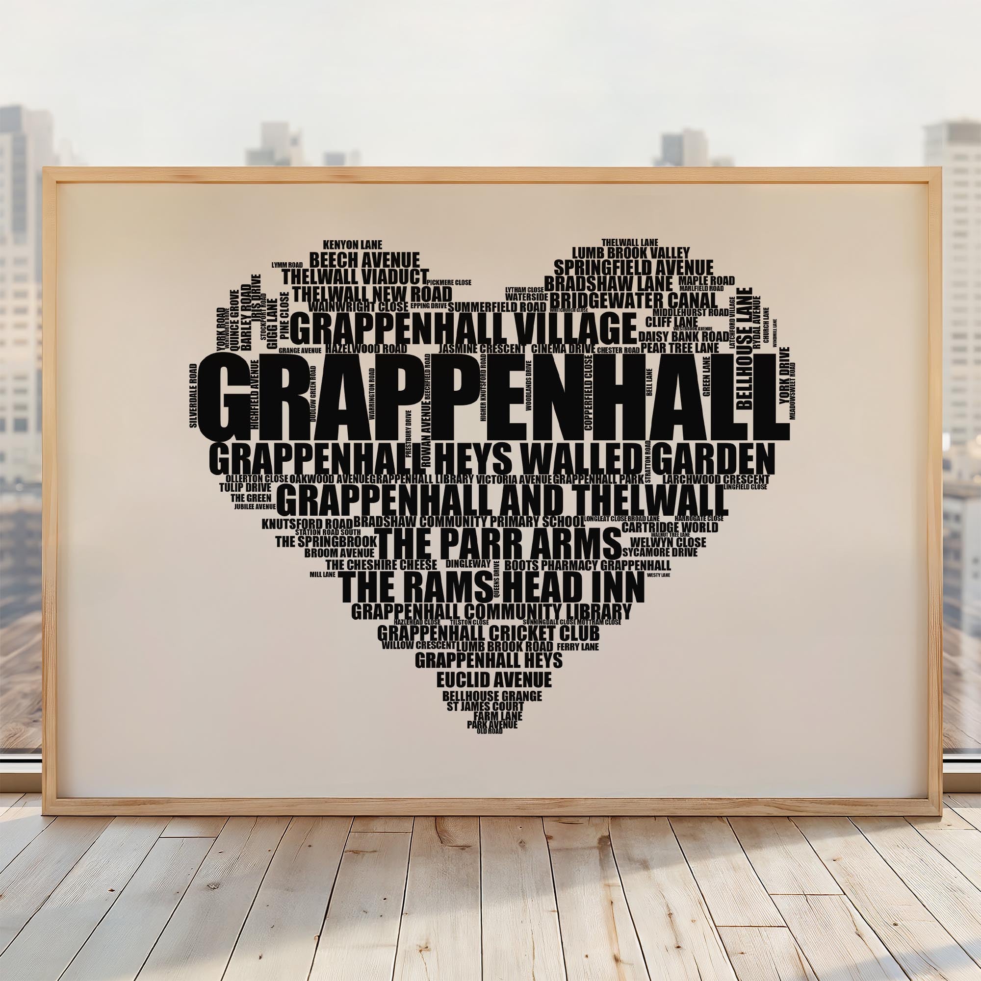 Grappenhall - Premium Typographic Word Cloud Prints, Posters & Gifts