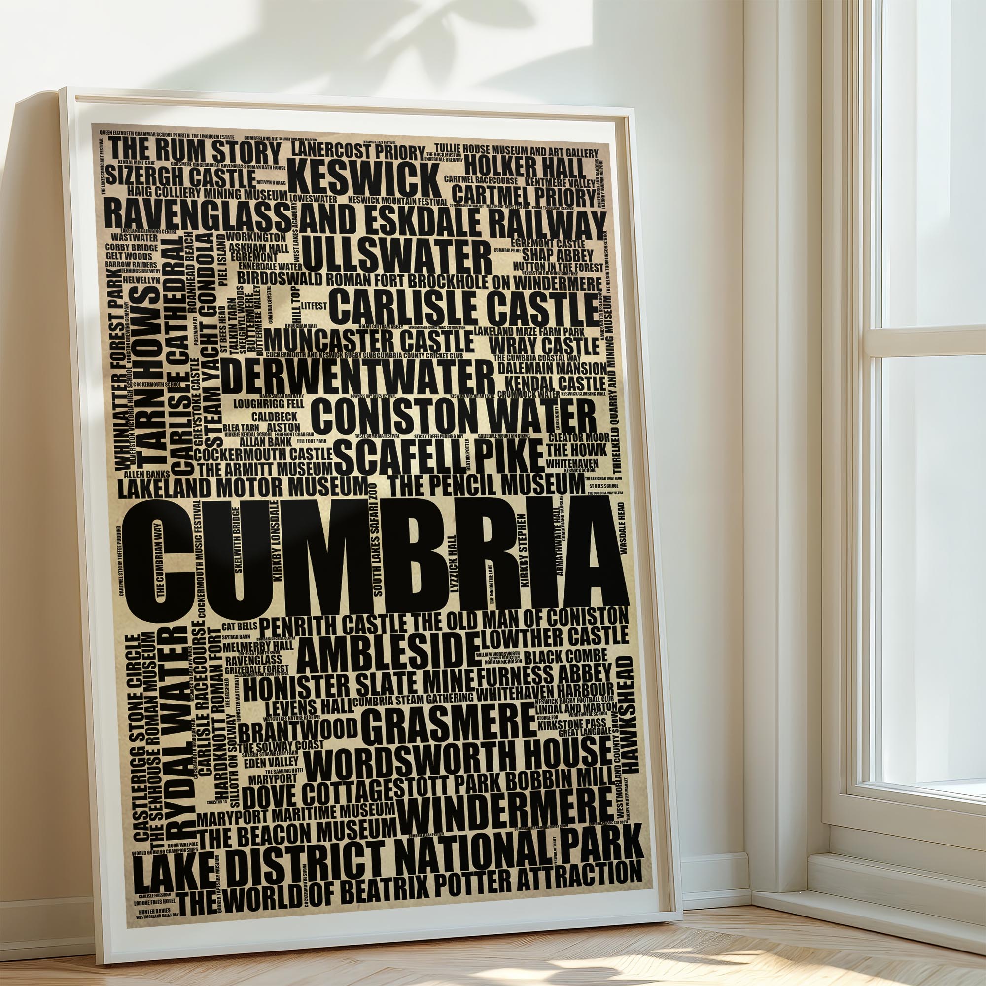 Cumbria - Premium Typographic Word Cloud Prints, Posters & Gifts