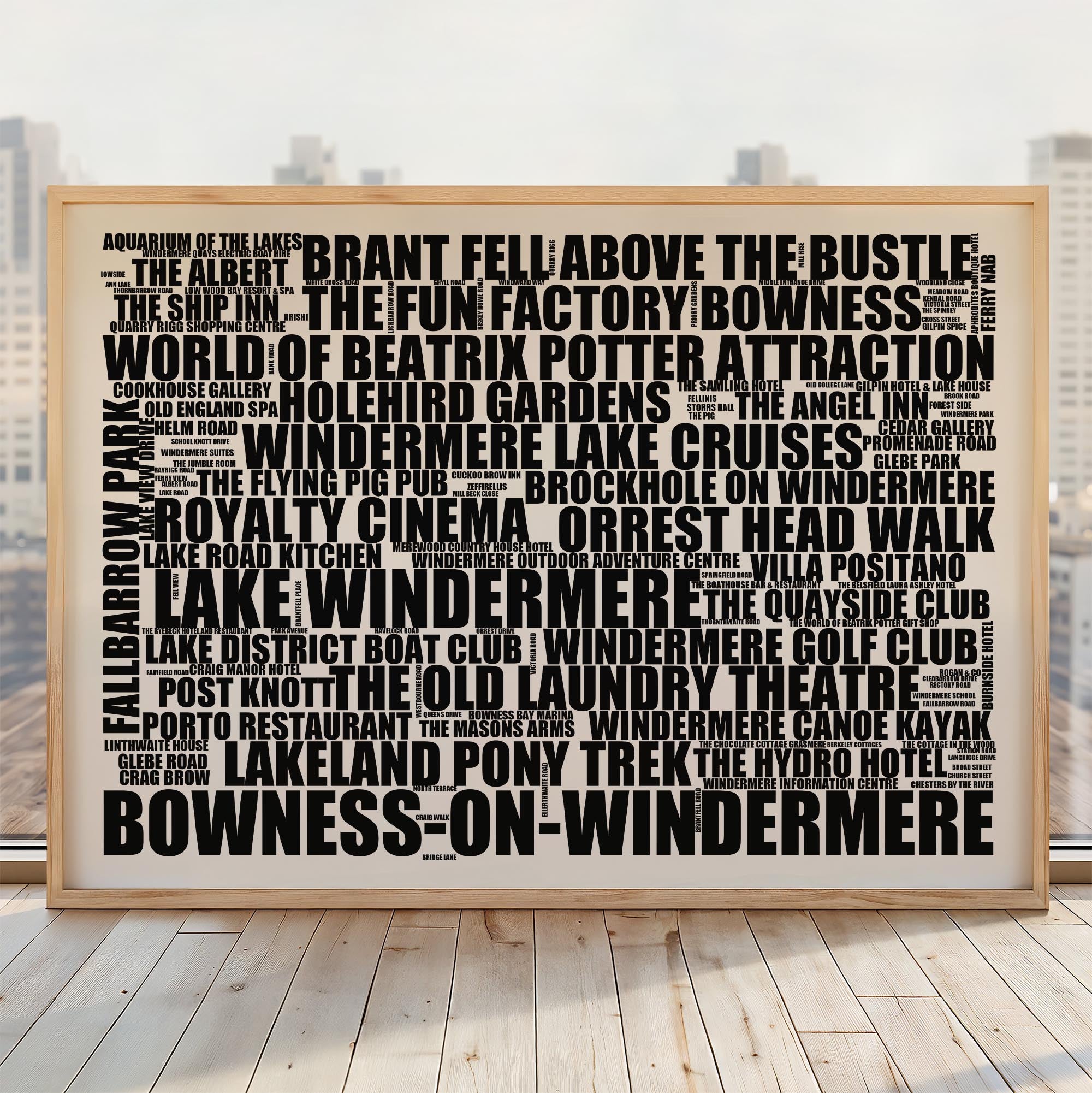 Bowness-on-Windermere - Premium Typographic Word Cloud Prints, Posters & Gifts