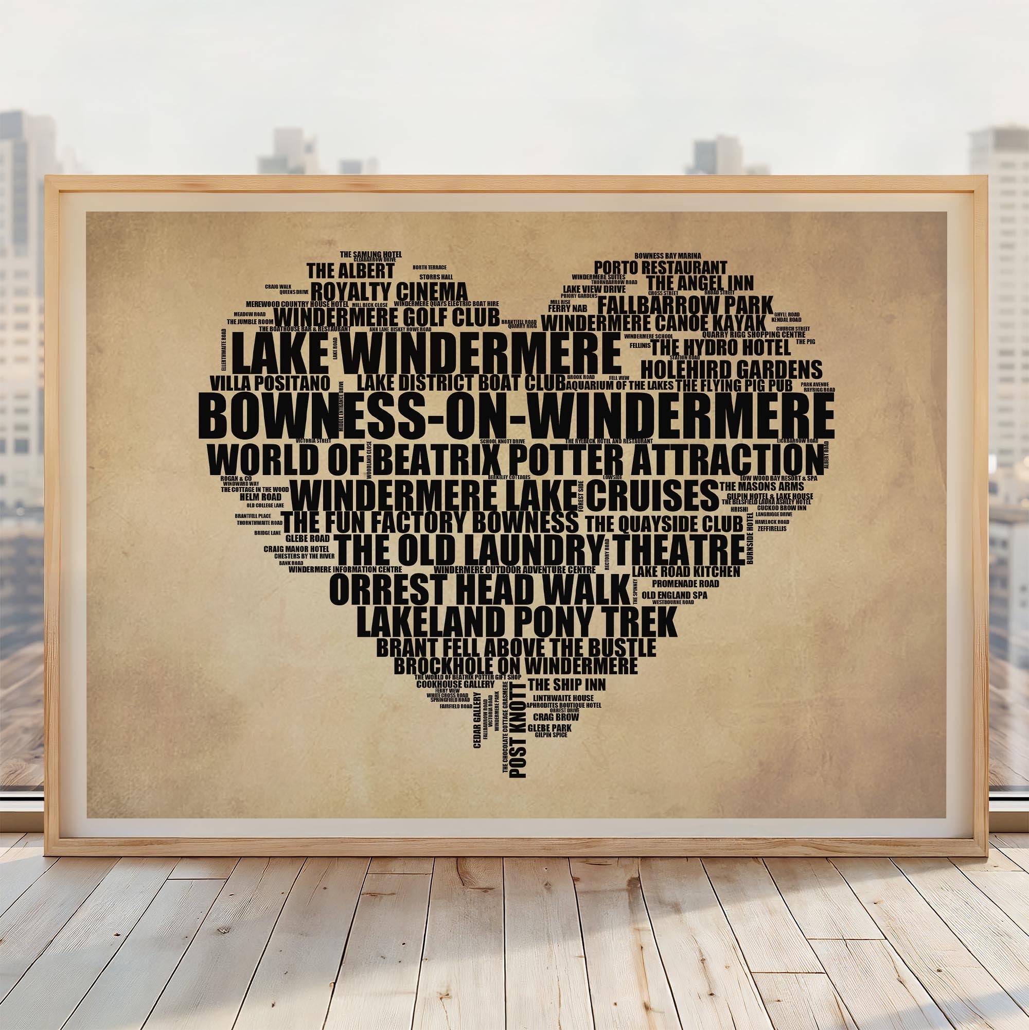 Bowness-on-Windermere - Premium Typographic Word Cloud Prints, Posters & Gifts