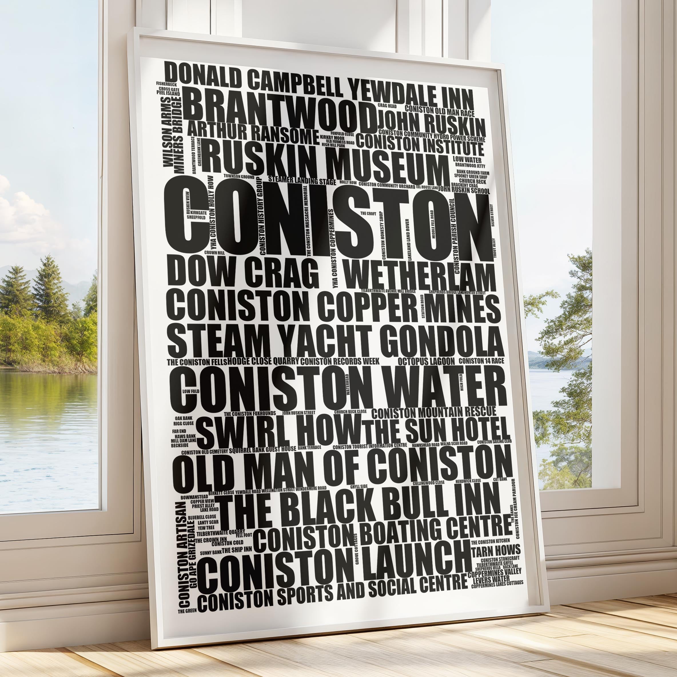 Coniston - Premium Typographic Word Cloud Prints, Posters & Gifts