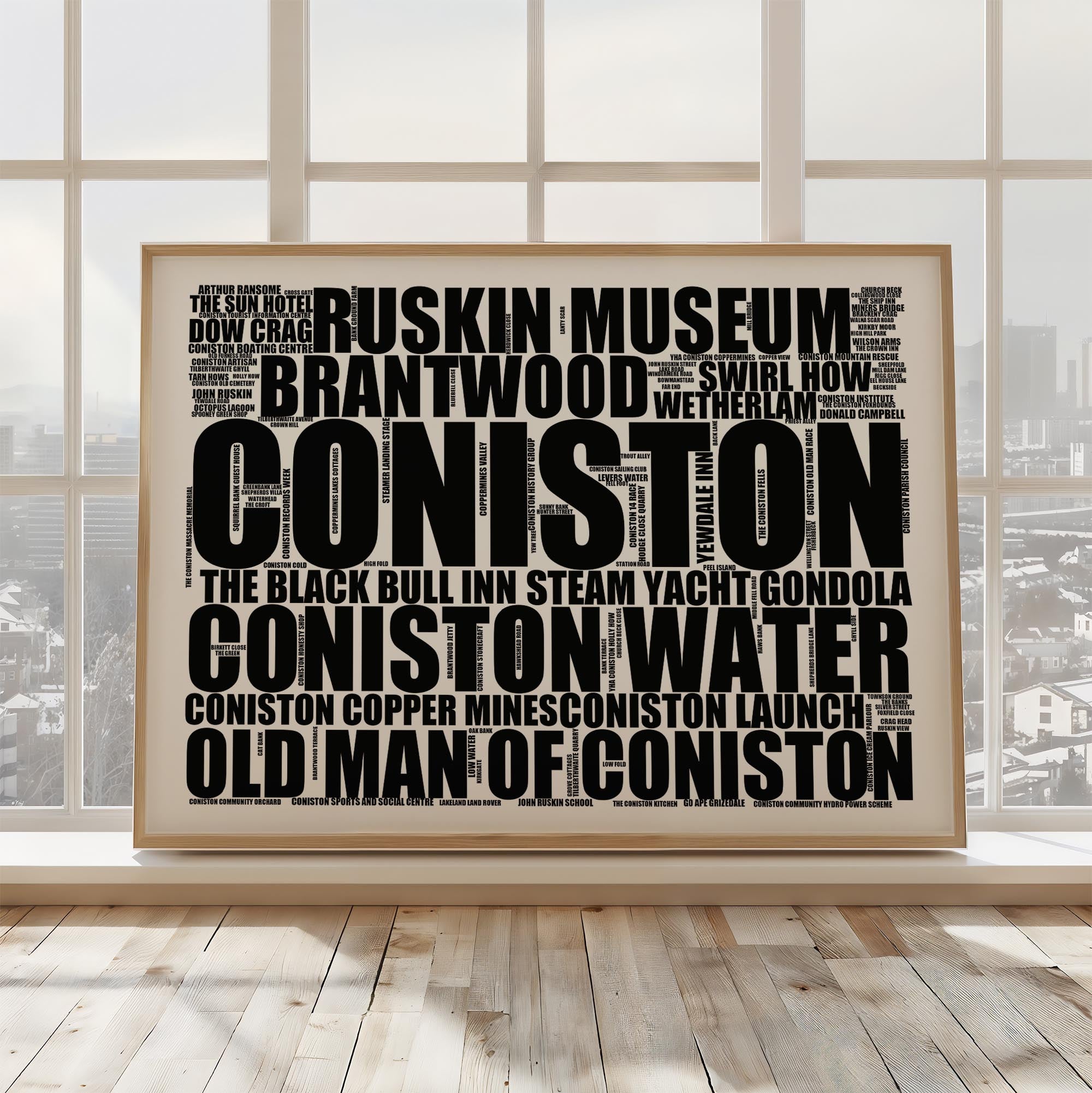 Coniston - Premium Typographic Word Cloud Prints, Posters & Gifts