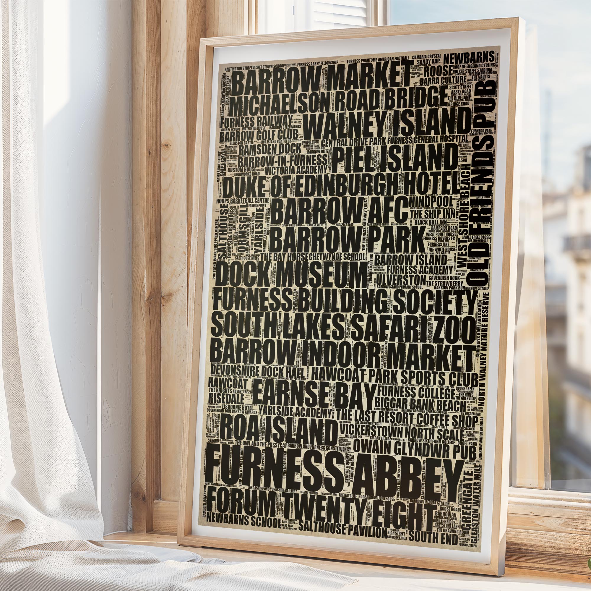 Barrow-in-Furness - Premium Typographic Word Cloud Prints, Posters & Gifts