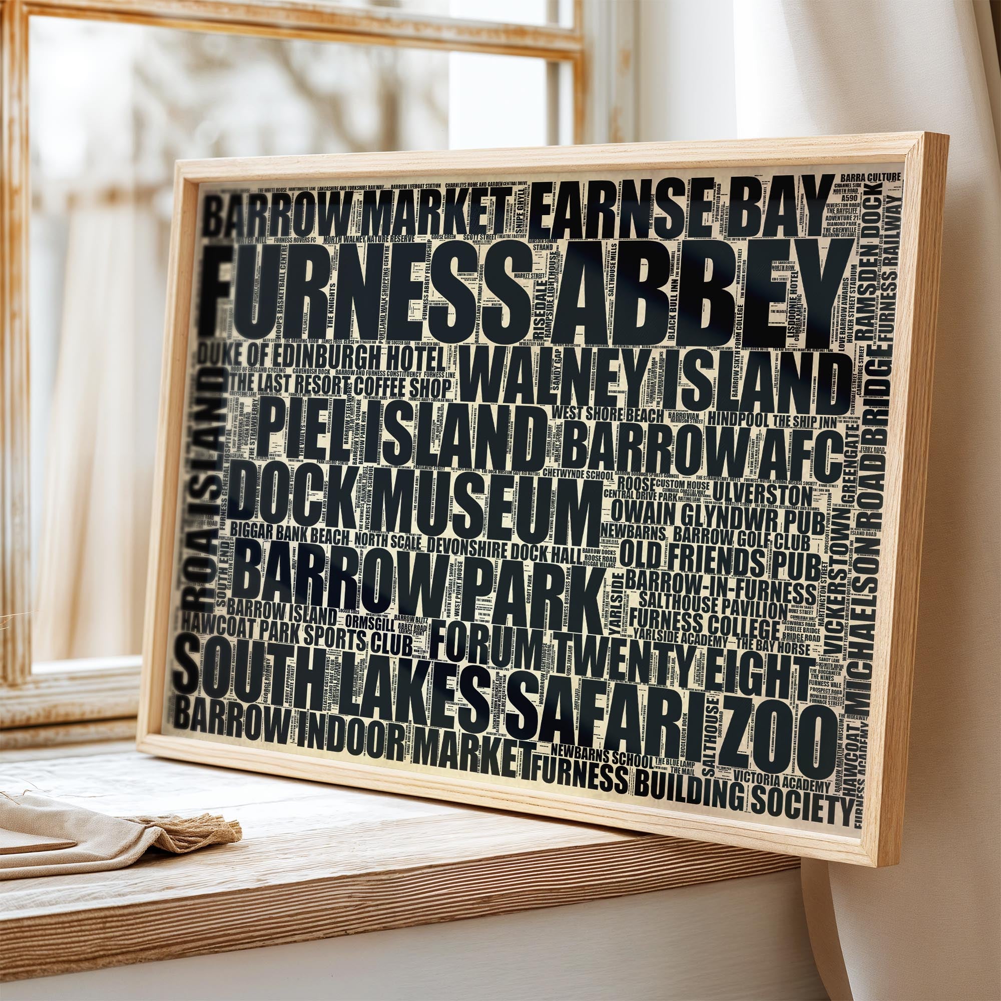 Barrow-in-Furness - Premium Typographic Word Cloud Prints, Posters & Gifts