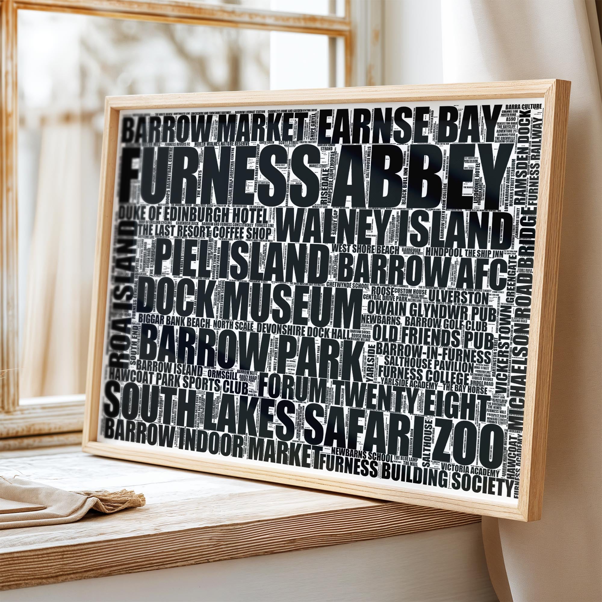 Barrow-in-Furness - Premium Typographic Word Cloud Prints, Posters & Gifts