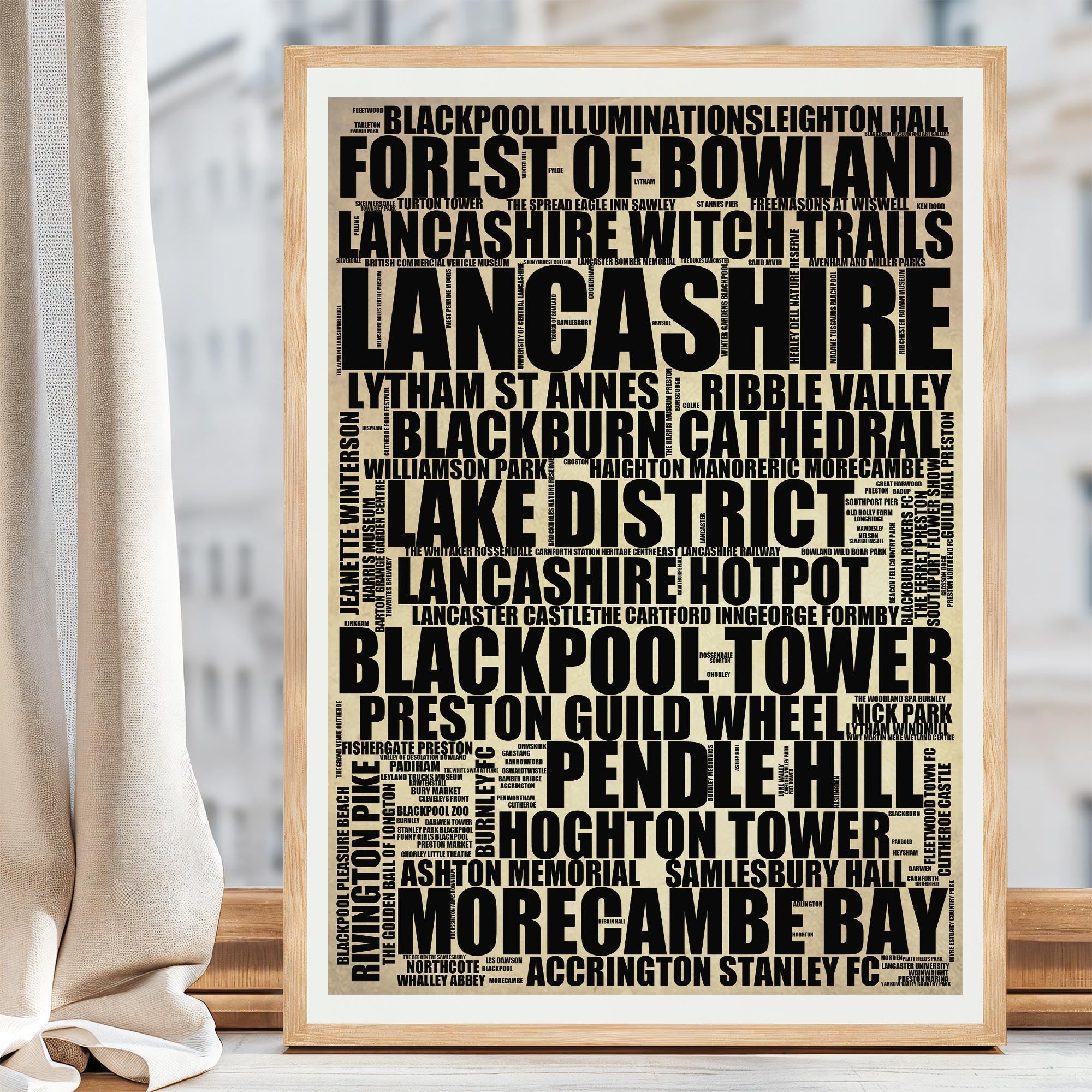 Lancashire - Premium Typographic Word Cloud Prints, Posters & Gifts