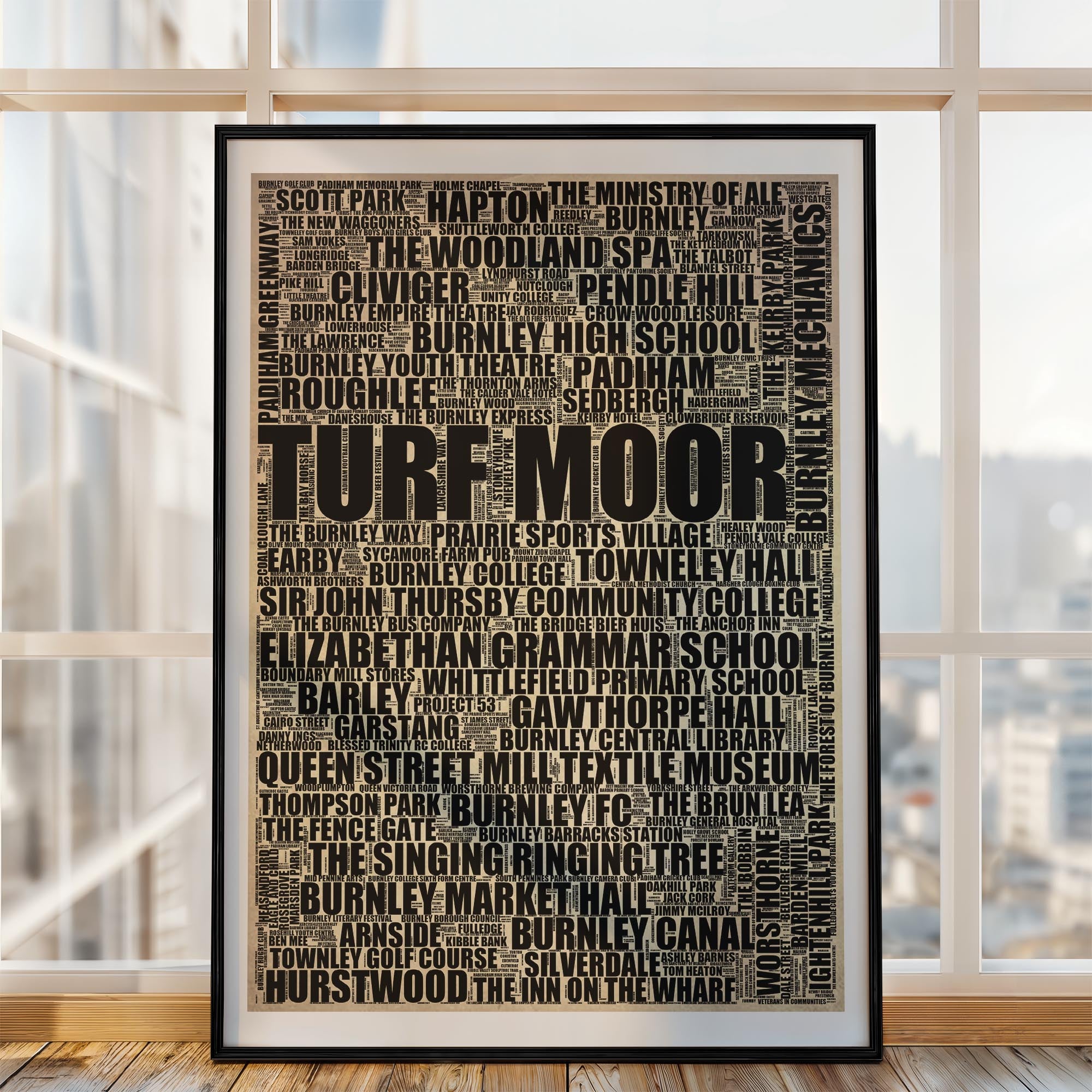 Burnley - Premium Typographic Word Cloud Prints, Posters & Gifts