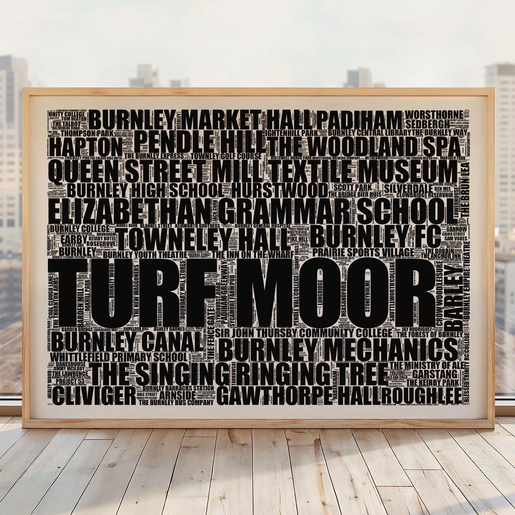 Burnley - Premium Typographic Word Cloud Prints, Posters & Gifts