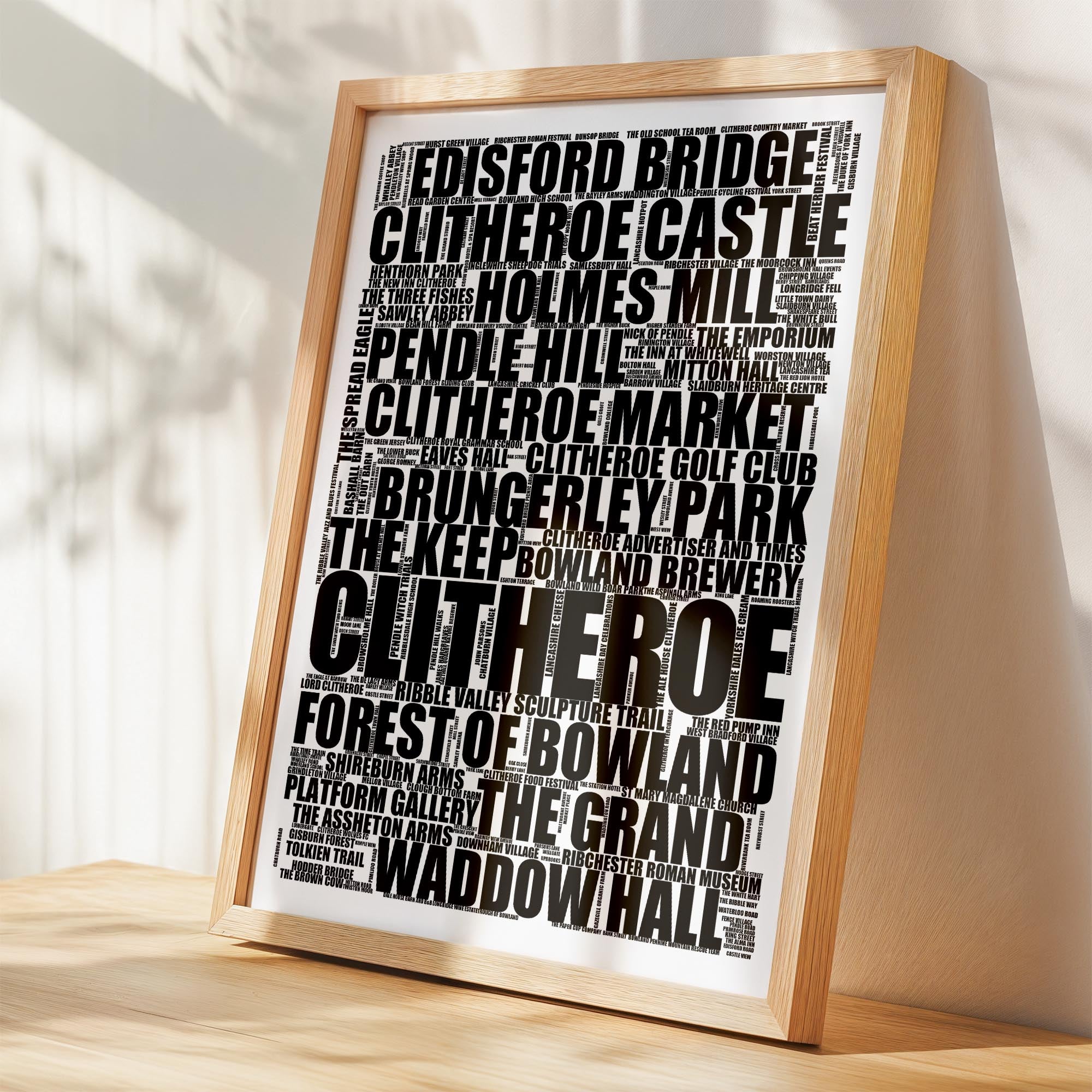 Clitheroe - Premium Typographic Word Cloud Prints, Posters & Gifts