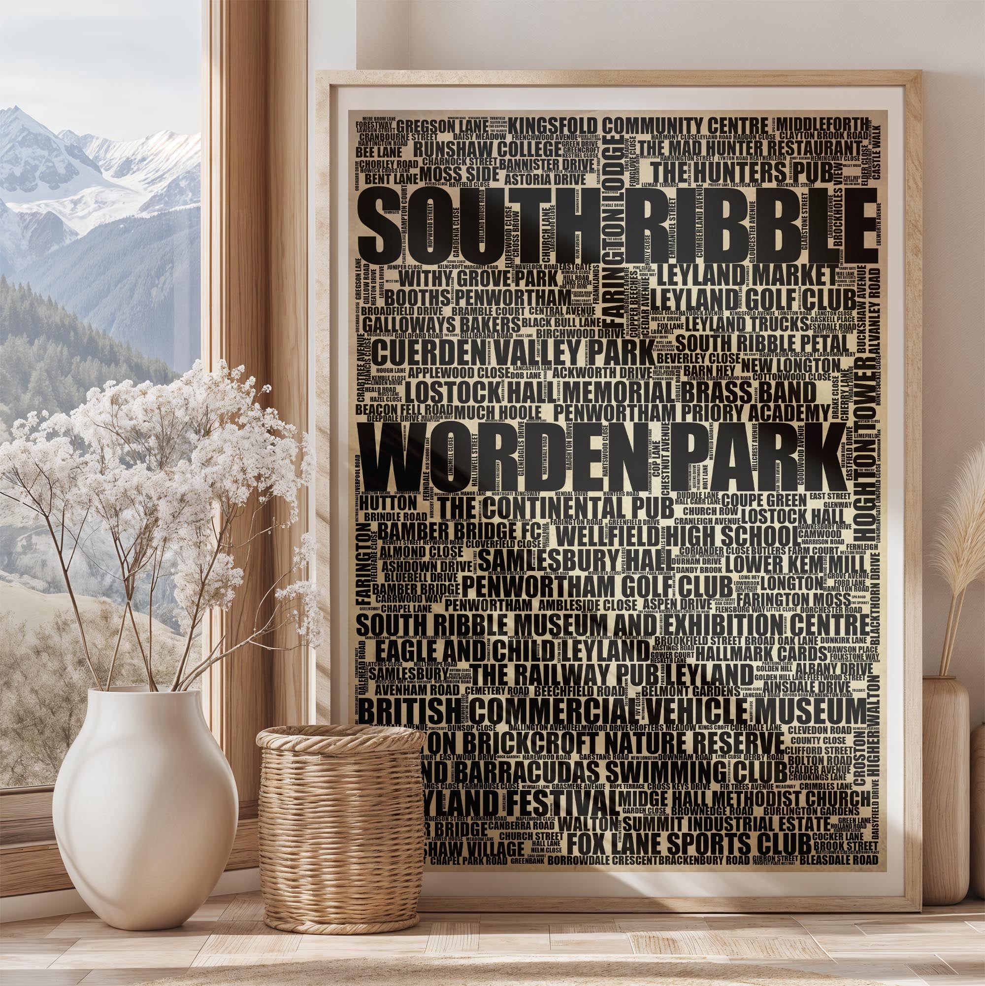 South Ribble - Premium Typographic Word Cloud Prints, Posters & Gifts