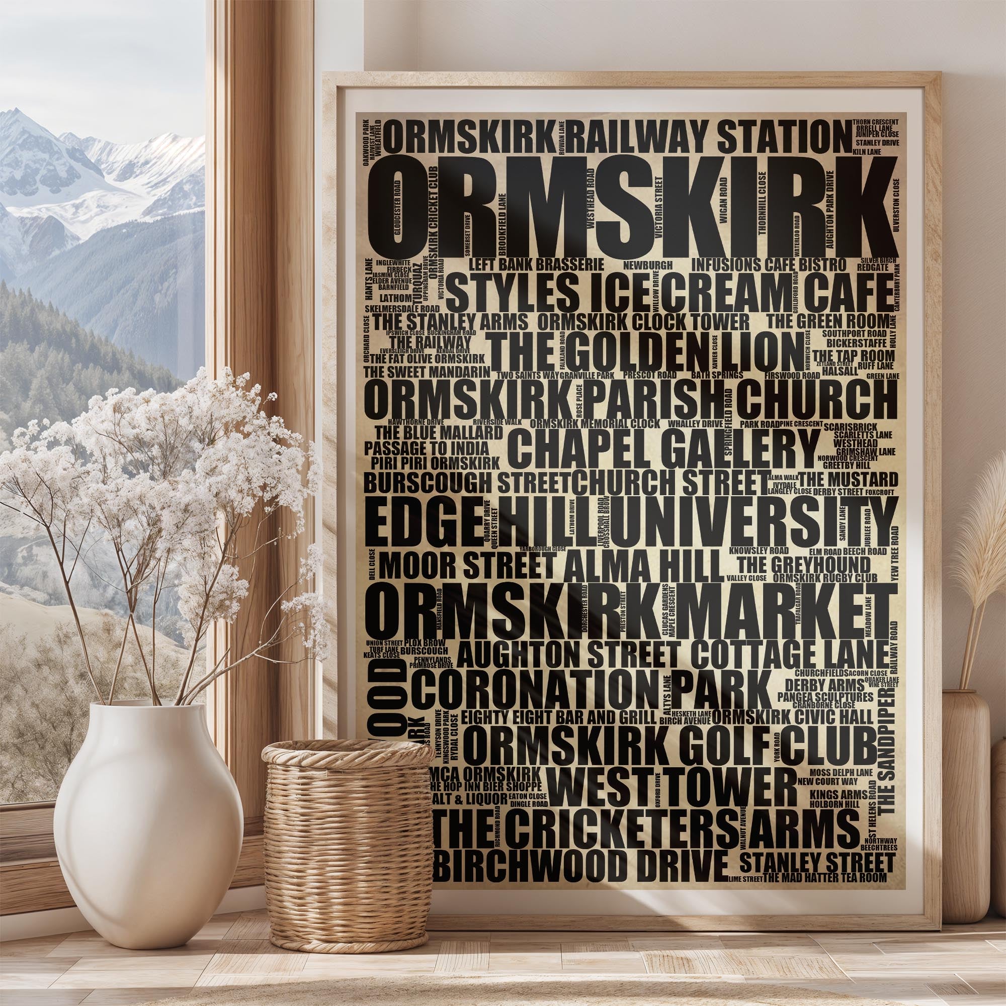 Ormskirk - Premium Typographic Word Cloud Prints, Posters & Gifts