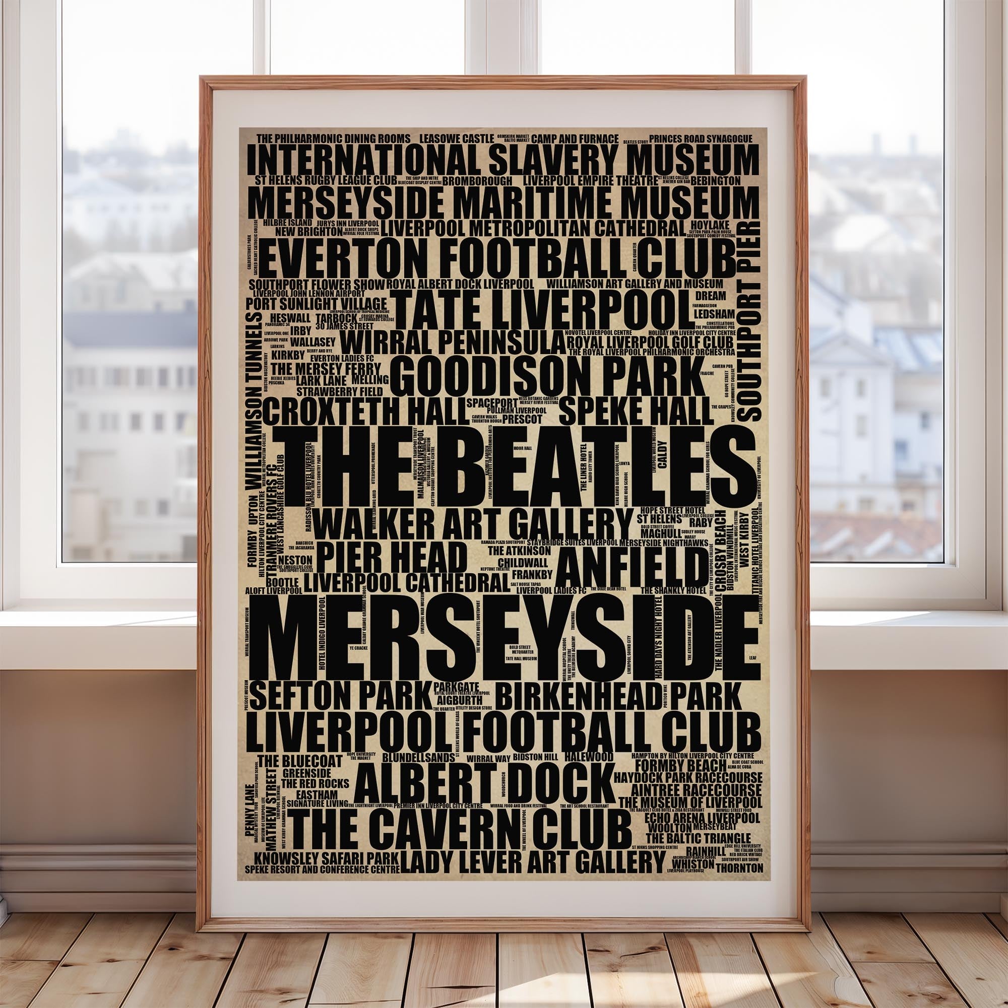 Merseyside - Premium Typographic Word Cloud Prints, Posters & Gifts