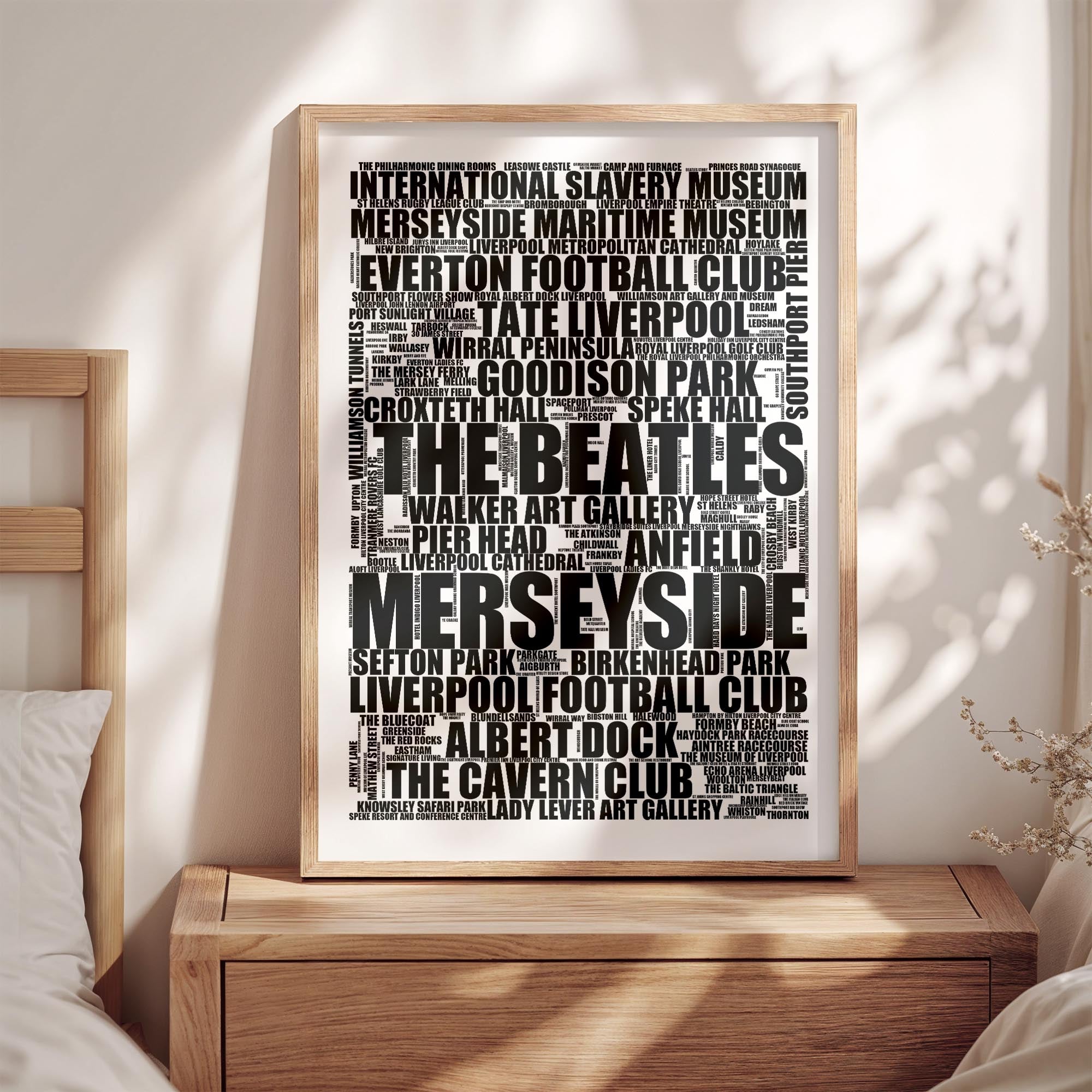 Merseyside - Premium Typographic Word Cloud Prints, Posters & Gifts