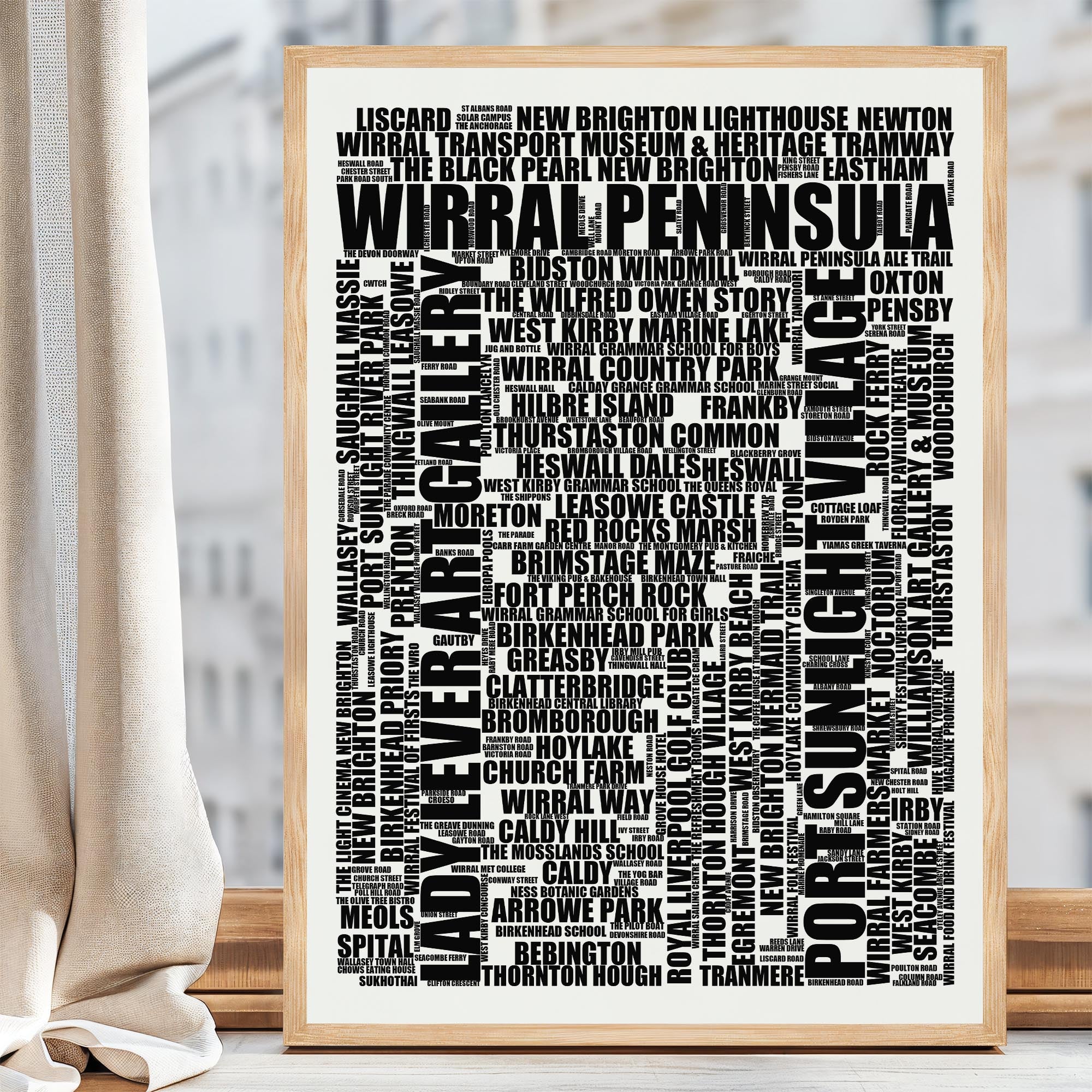 Wirral Peninsula - Premium Typographic Word Cloud Prints, Posters & Gifts