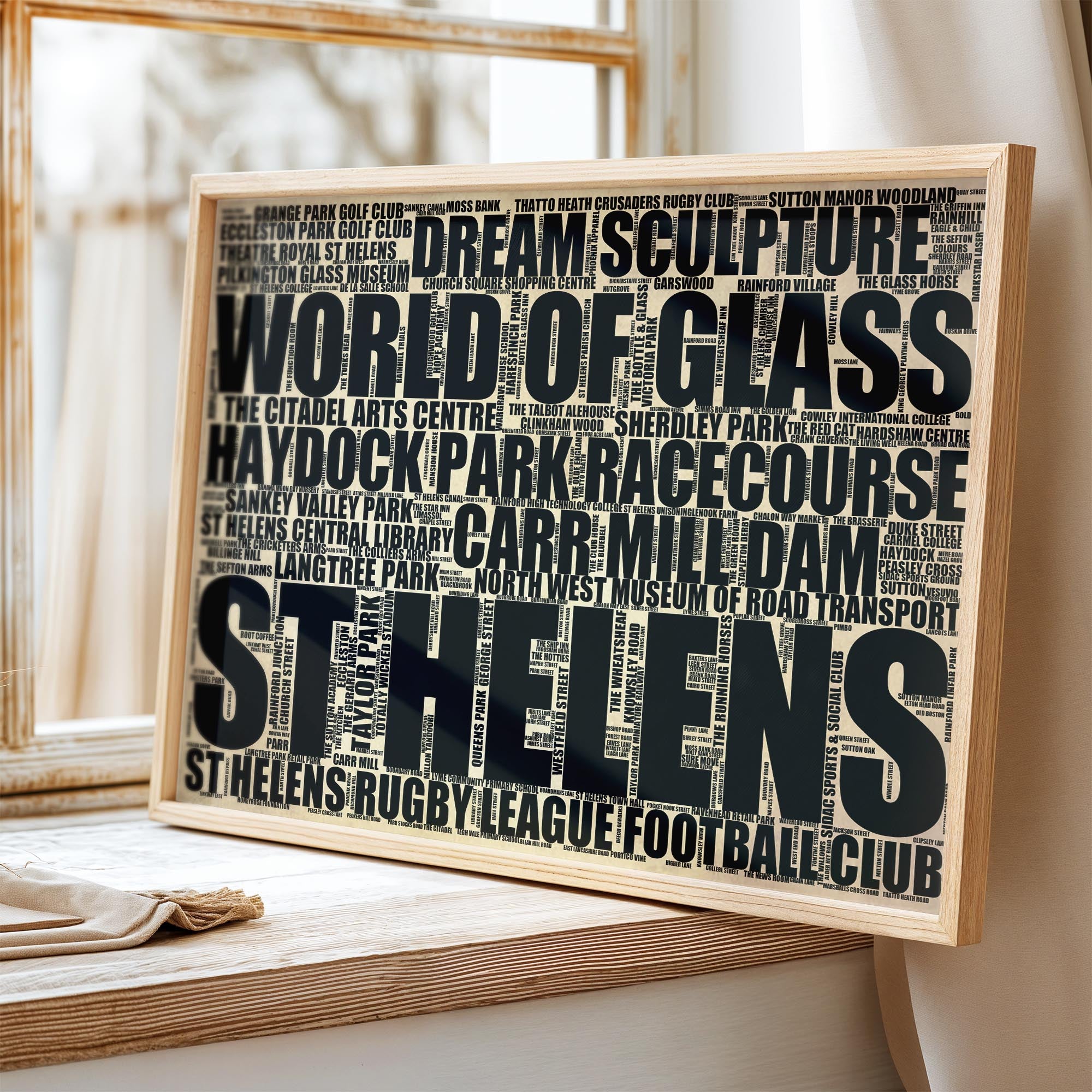 St Helens - Premium Typographic Word Cloud Prints, Posters & Gifts