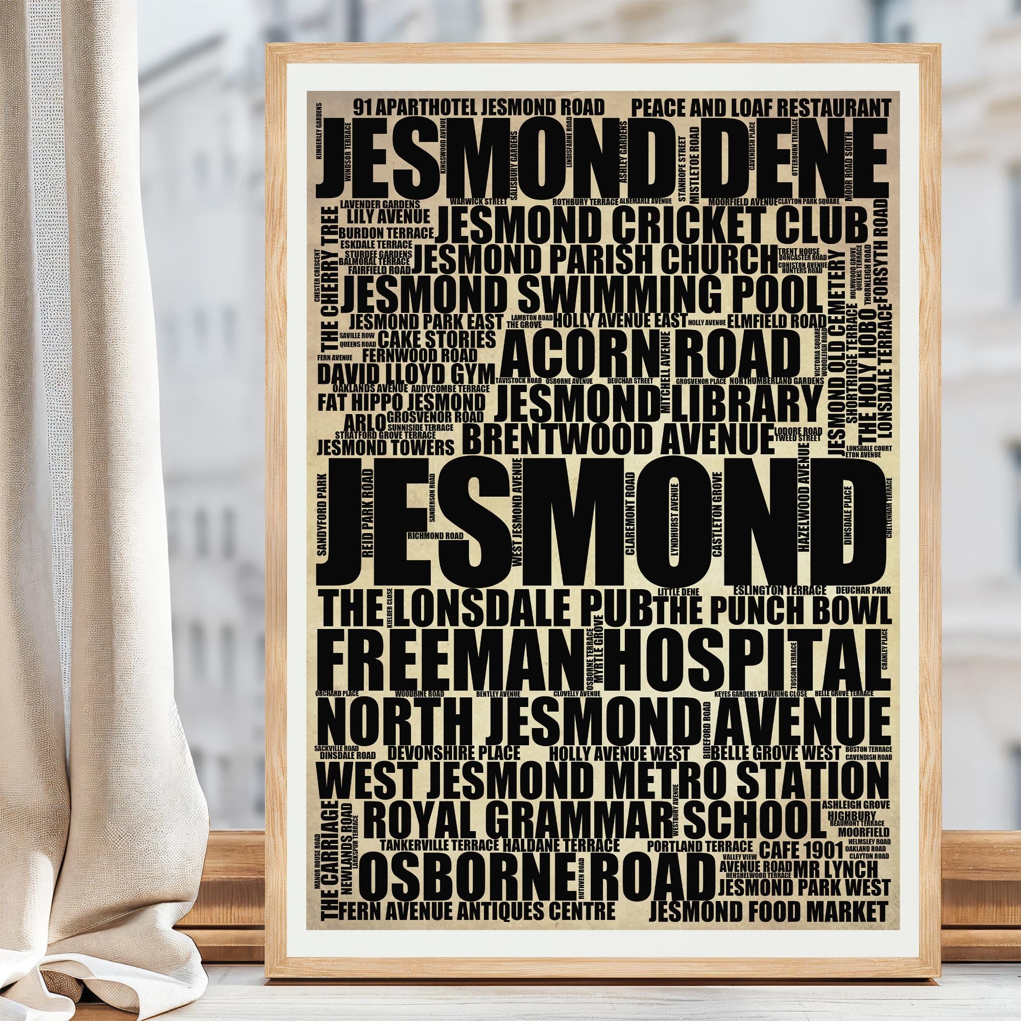 Jesmond - Premium Typographic Word Cloud Prints, Posters & Gifts