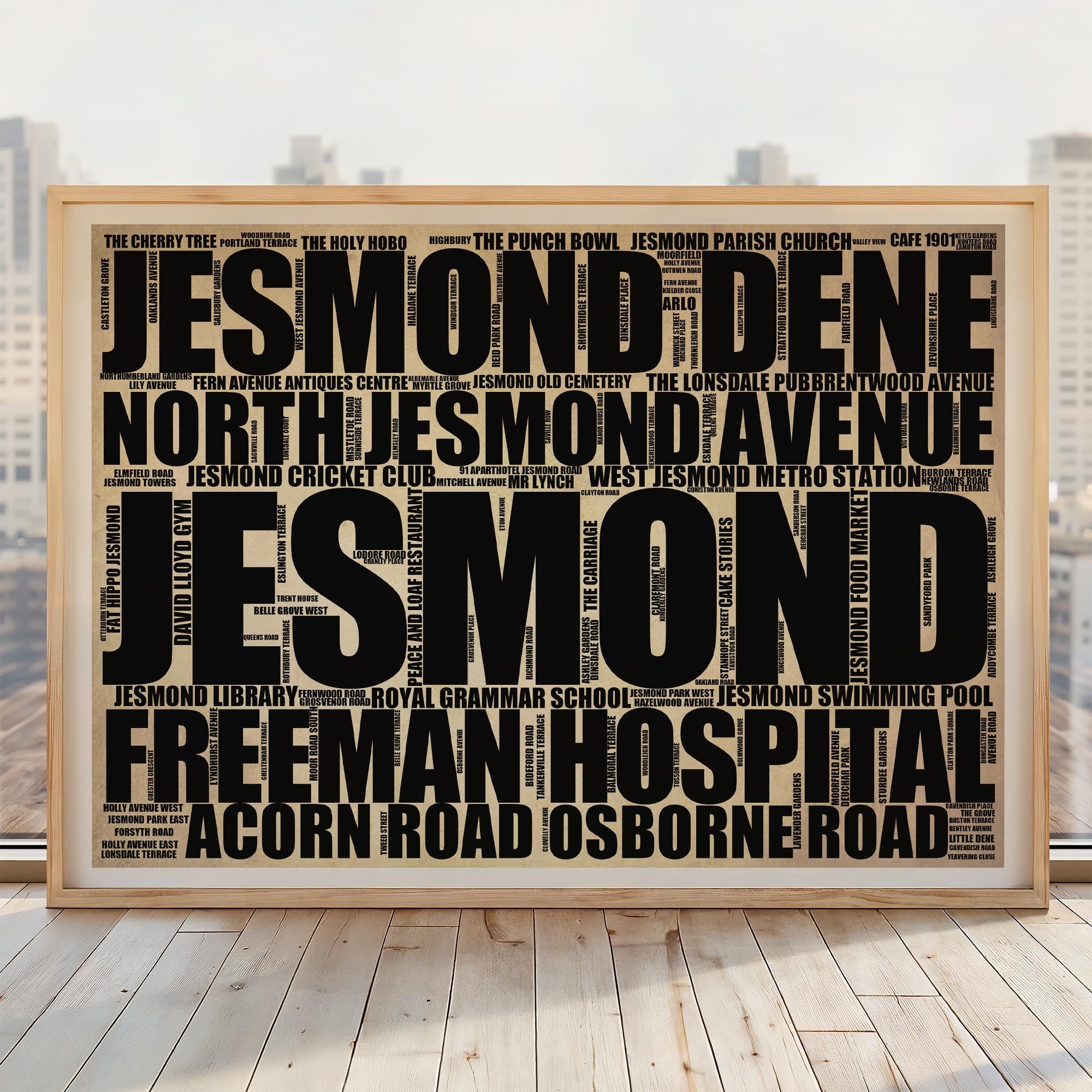 Jesmond - Premium Typographic Word Cloud Prints, Posters & Gifts