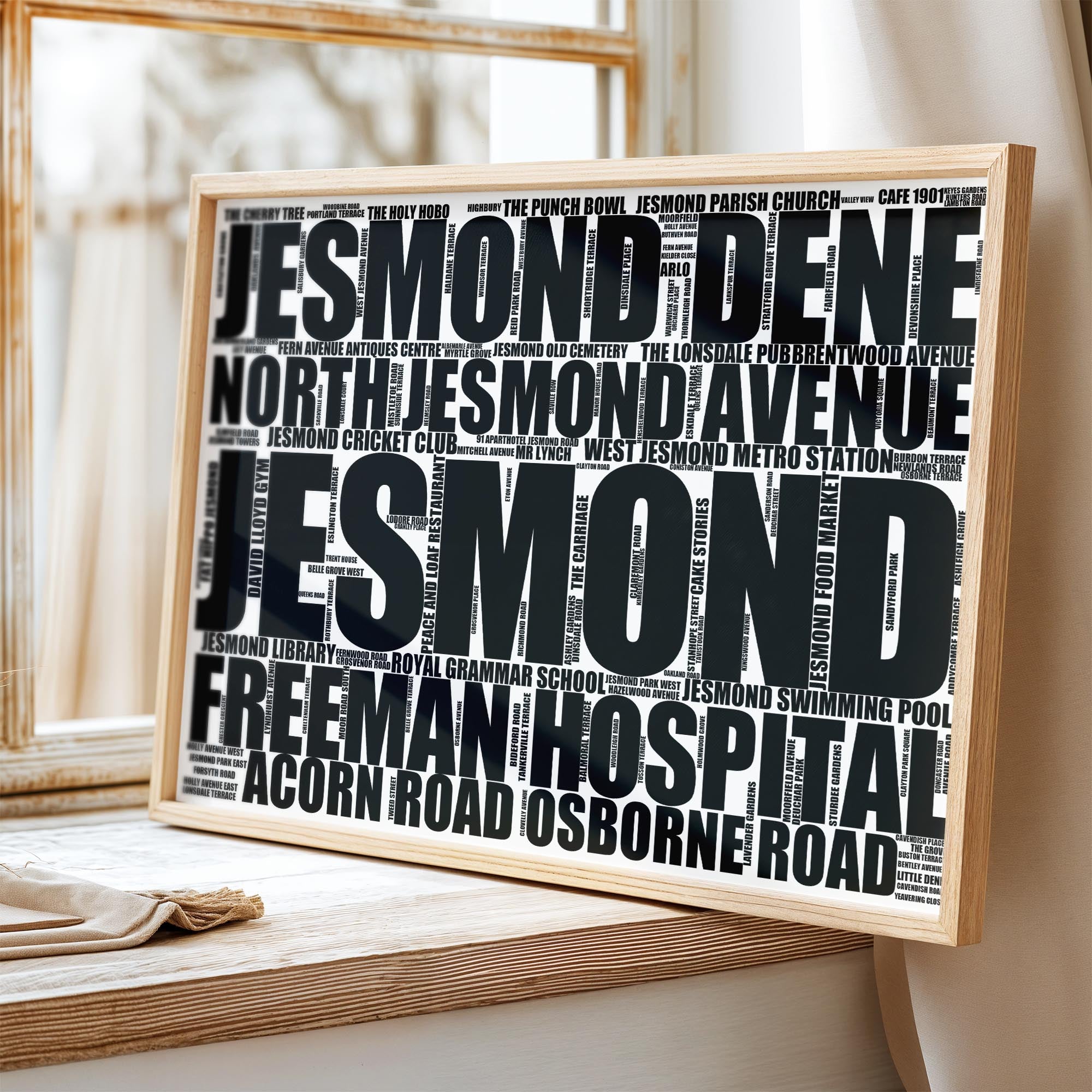Jesmond - Premium Typographic Word Cloud Prints, Posters & Gifts