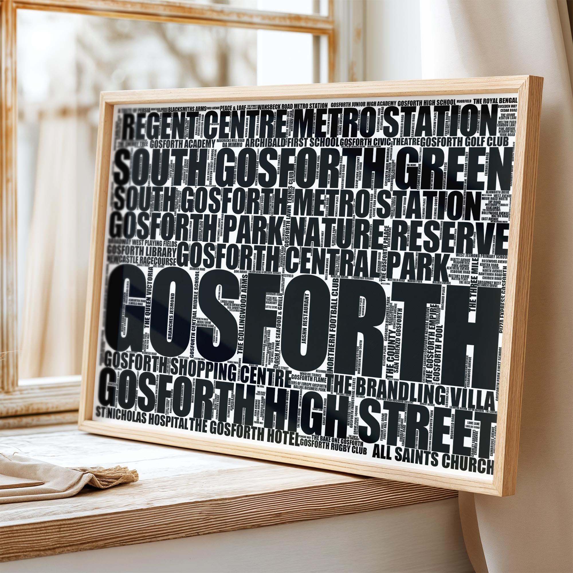 Gosforth - Premium Typographic Word Cloud Prints, Posters & Gifts
