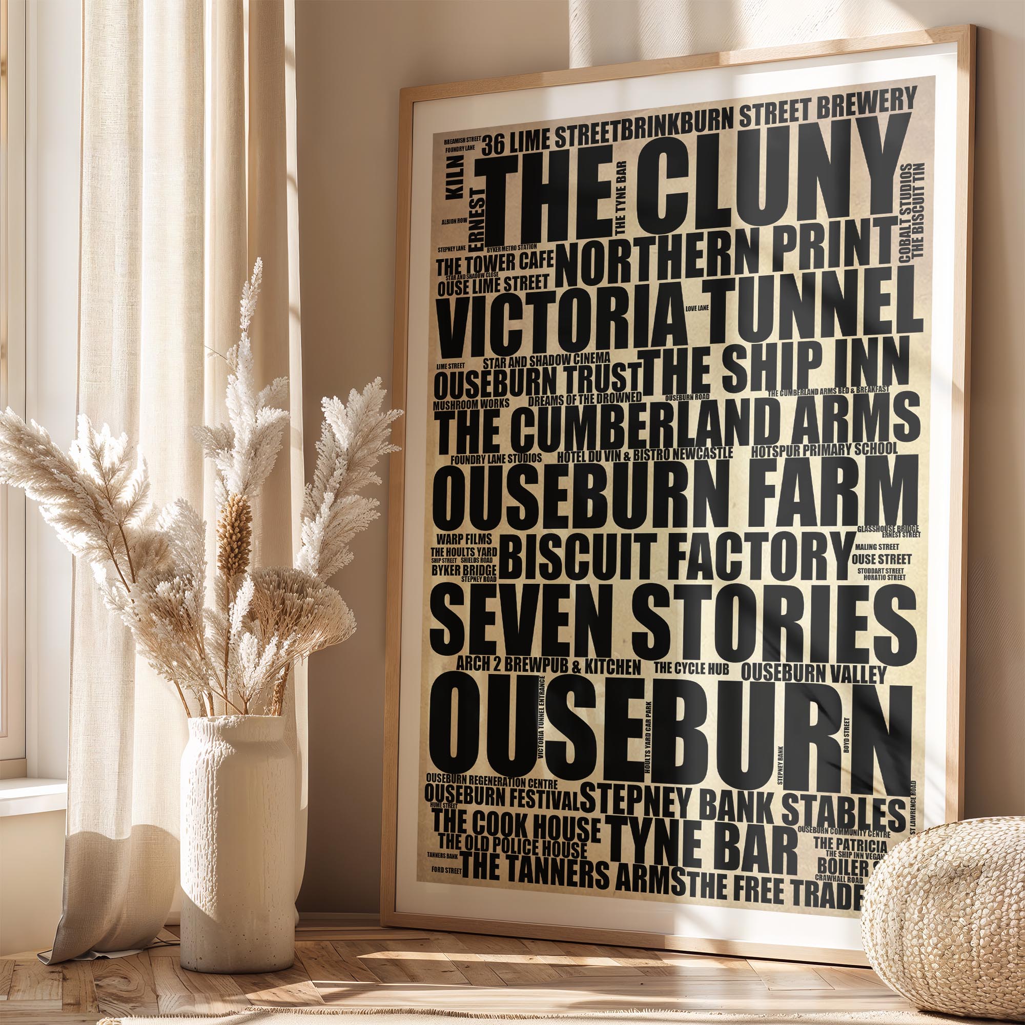 Ouseburn - Premium Typographic Word Cloud Prints, Posters & Gifts