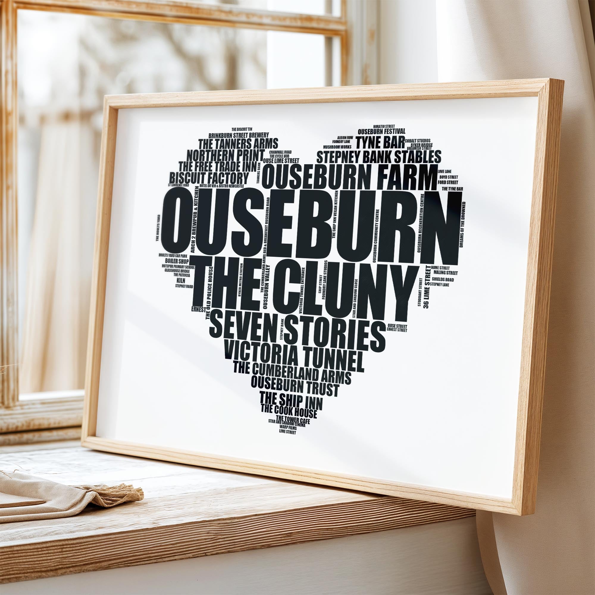 Ouseburn - Premium Typographic Word Cloud Prints, Posters & Gifts
