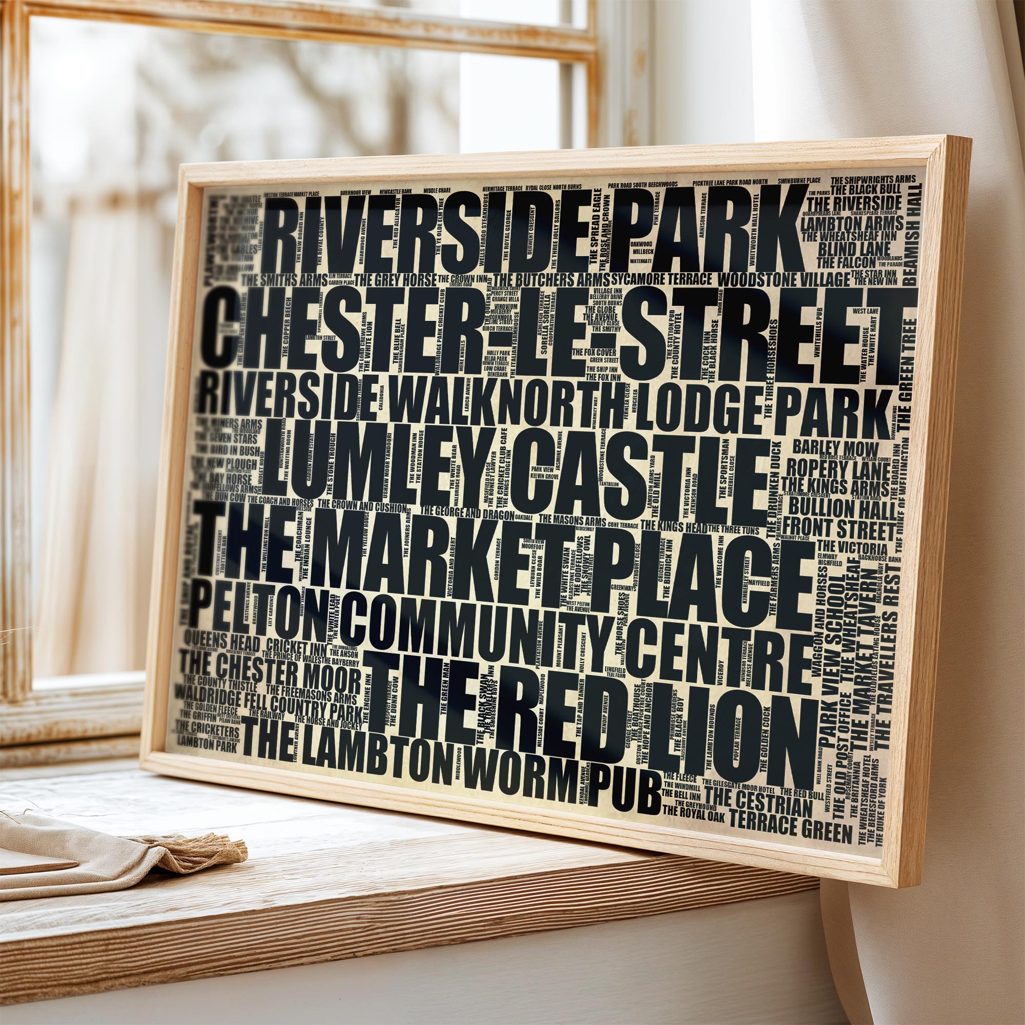 Chester-le-Street - Premium Typographic Word Cloud Prints, Posters & Gifts